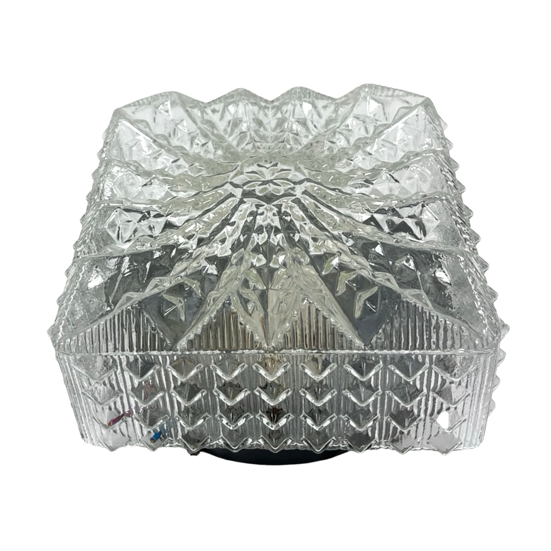 Plafon Model 65262, szkło transparentne, metal szary, Hillebrand, Niemcy, lata 70. - 304105