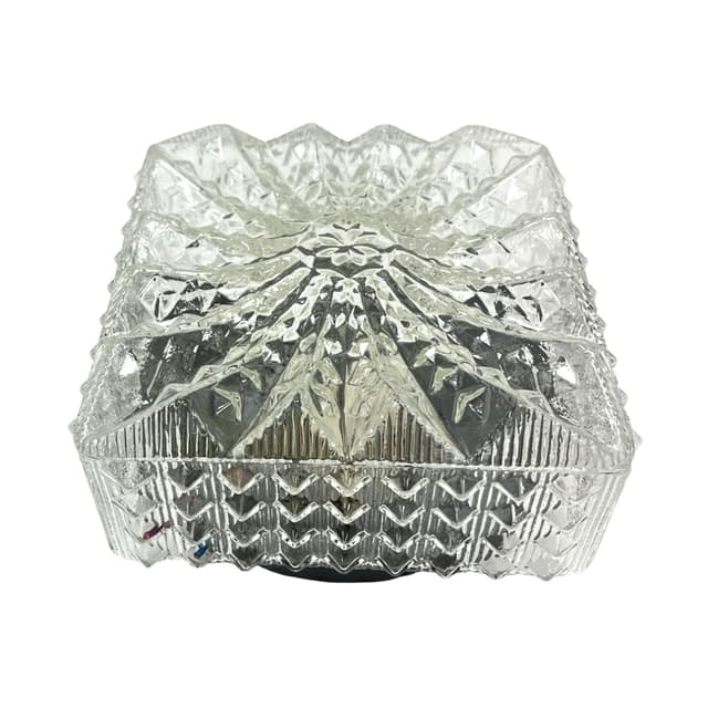 Plafon Model 65262, szkło transparentne, metal szary, Hillebrand, Niemcy, lata 70. - WYMIARY