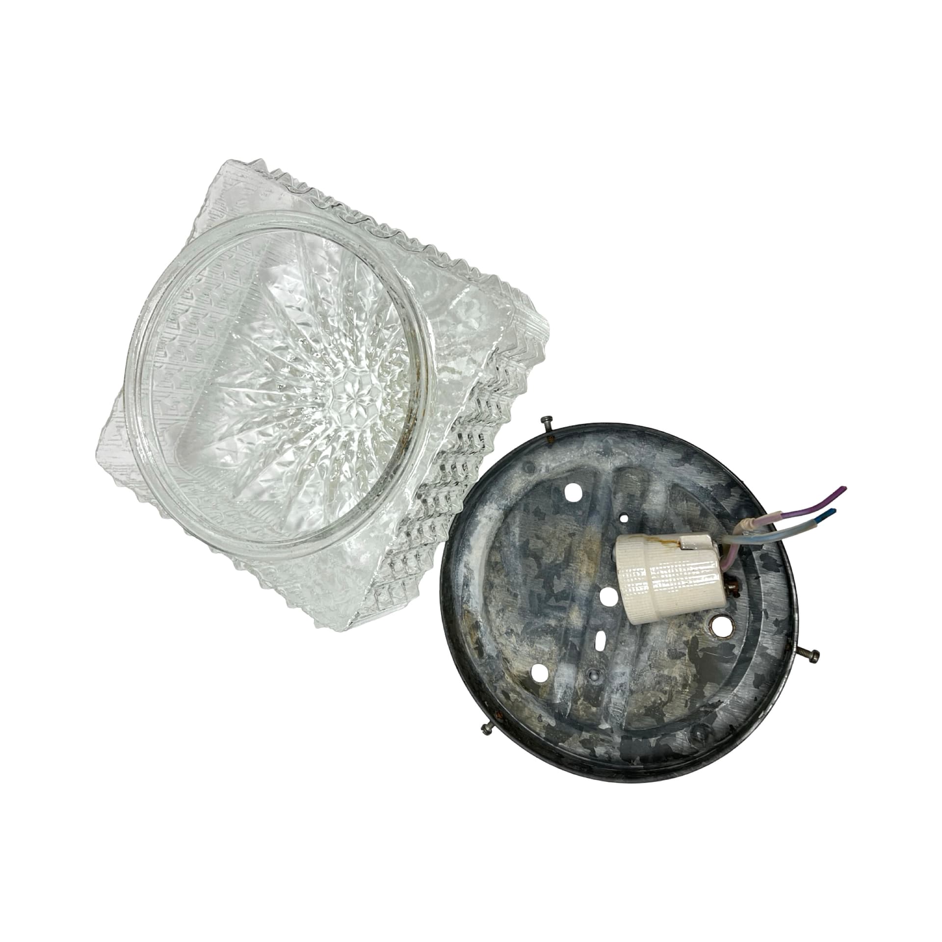 Plafon Model 65262, szkło transparentne, metal szary, Hillebrand, Niemcy, lata 70. - 304110