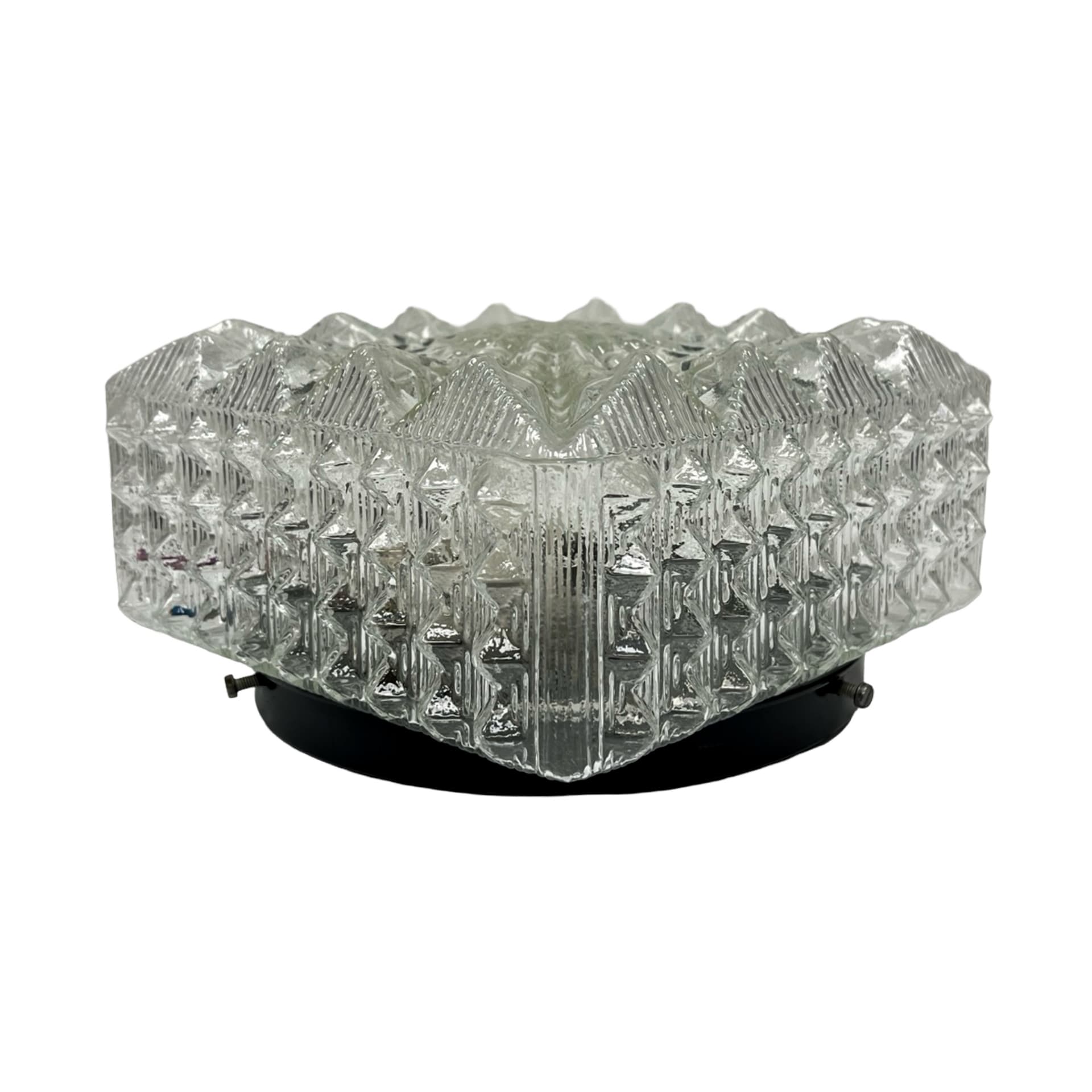 Plafon Model 65262, szkło transparentne, metal szary, Hillebrand, Niemcy, lata 70. - 304108