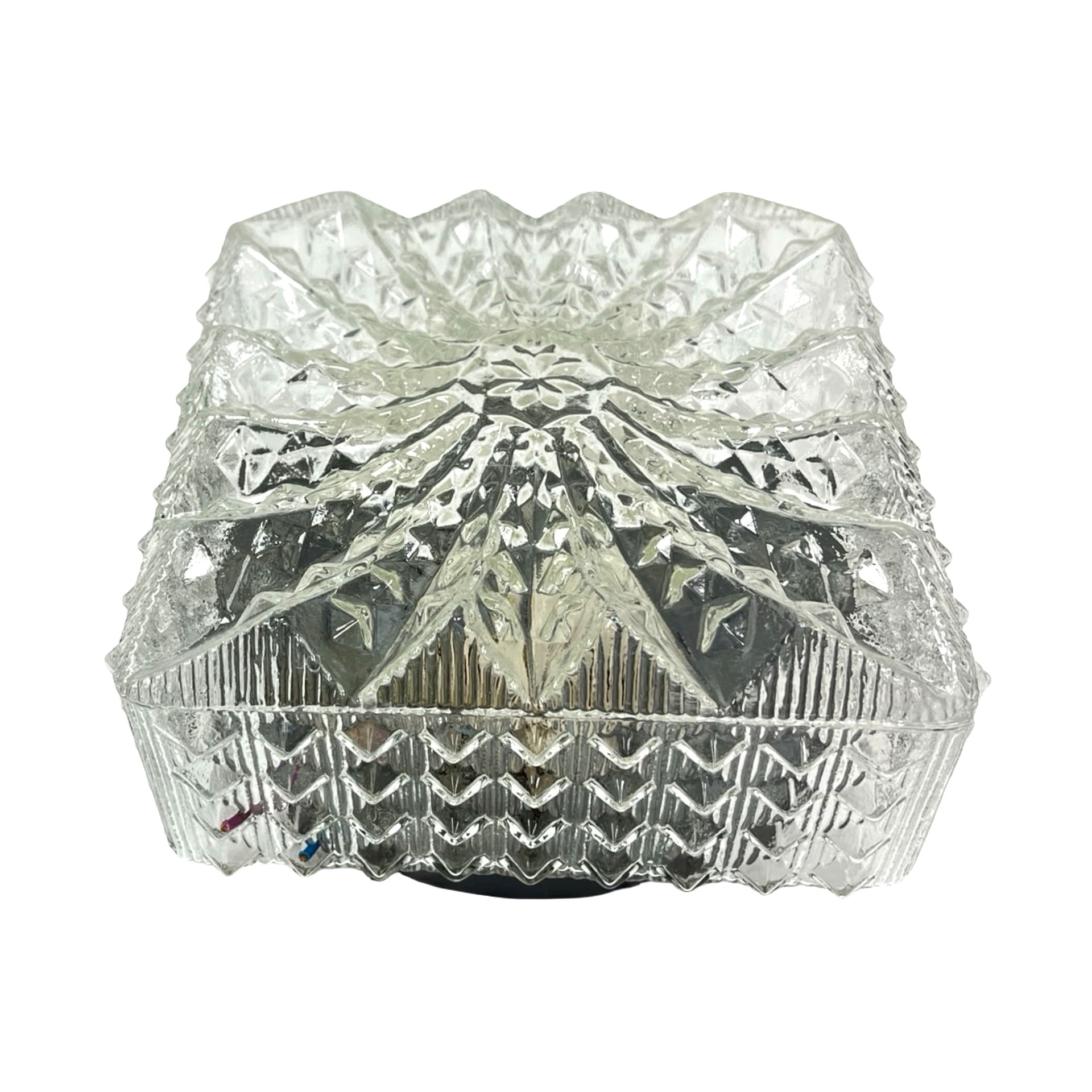 Plafon Model 65262, szkło transparentne, metal szary, Hillebrand, Niemcy, lata 70. - 304103
