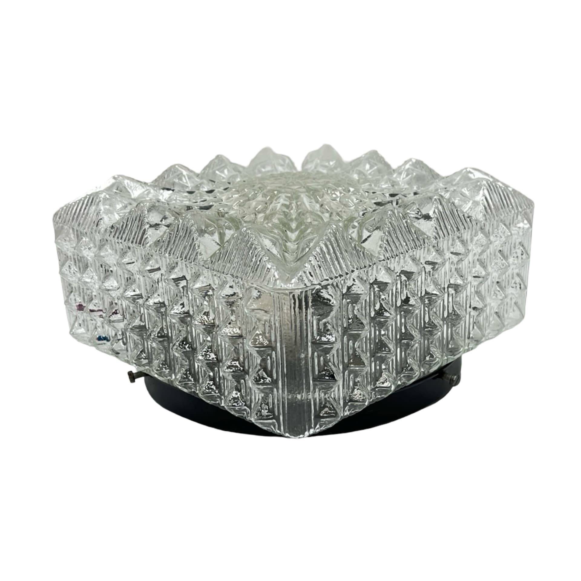 Plafon Model 65262, szkło transparentne, metal szary, Hillebrand, Niemcy, lata 70. - 304109