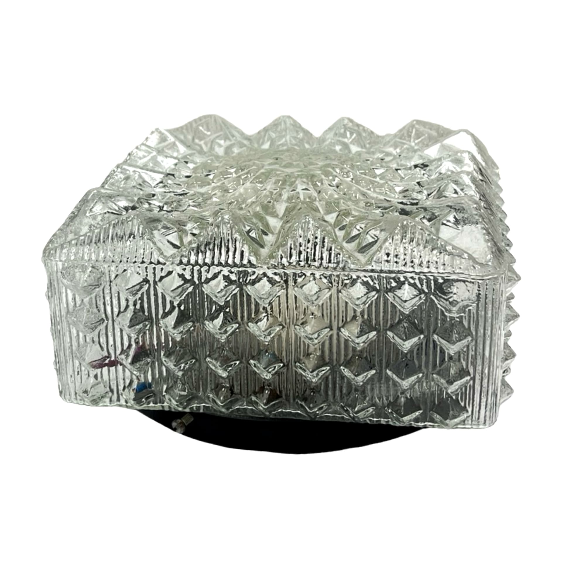 Plafon Model 65262, szkło transparentne, metal szary, Hillebrand, Niemcy, lata 70. - 304104