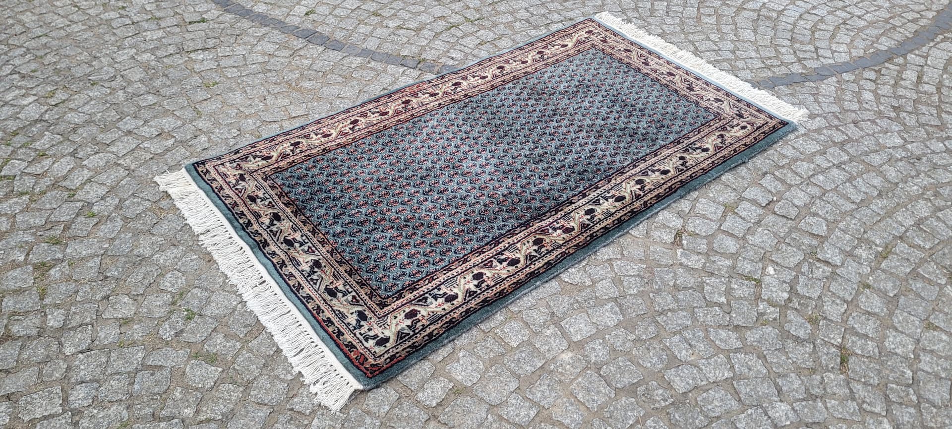 Rug Indo Sarough Mir 73x180 cm, blue-grey, wool, cotton, India - 304085