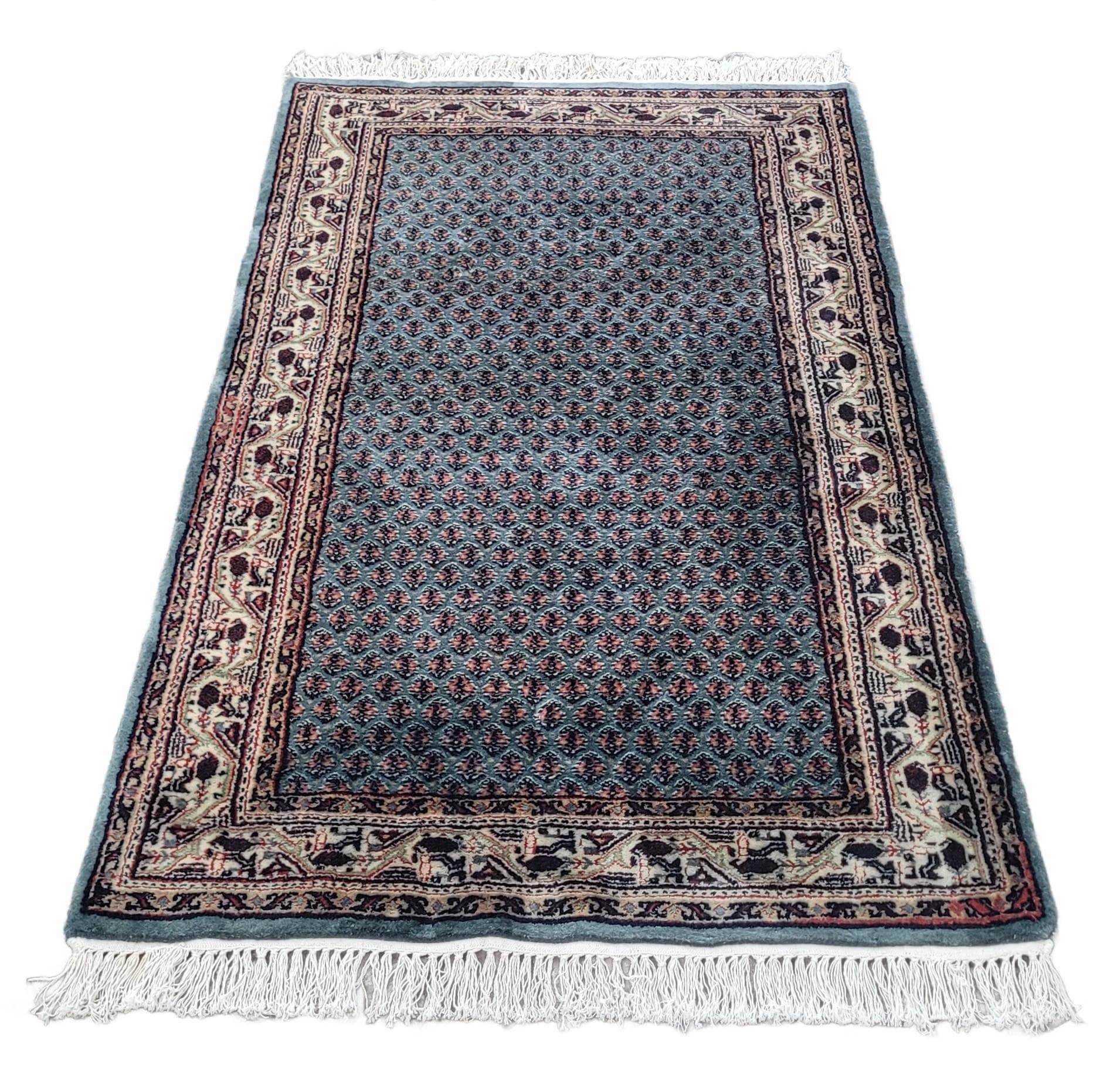 Rug Indo Sarough Mir 73x180 cm, blue-grey, wool, cotton, India