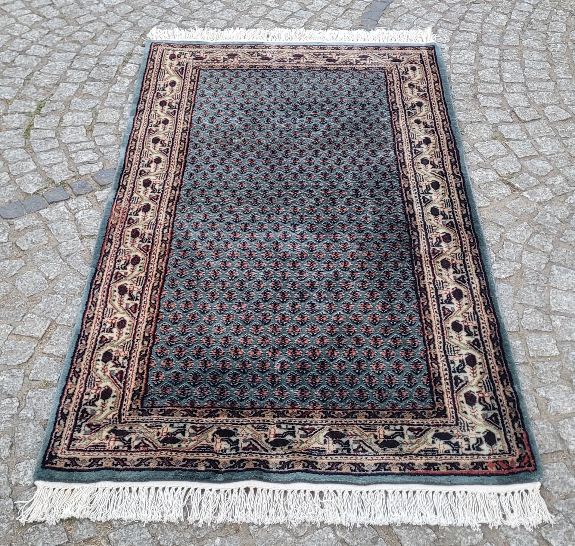 Rug Indo Sarough Mir 73x180 cm, blue-grey, wool, cotton, India - 304074