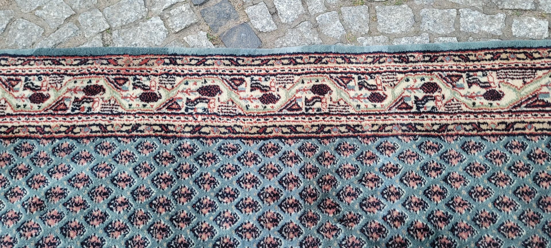 Rug Indo Sarough Mir 73x180 cm, blue-grey, wool, cotton, India - 304083