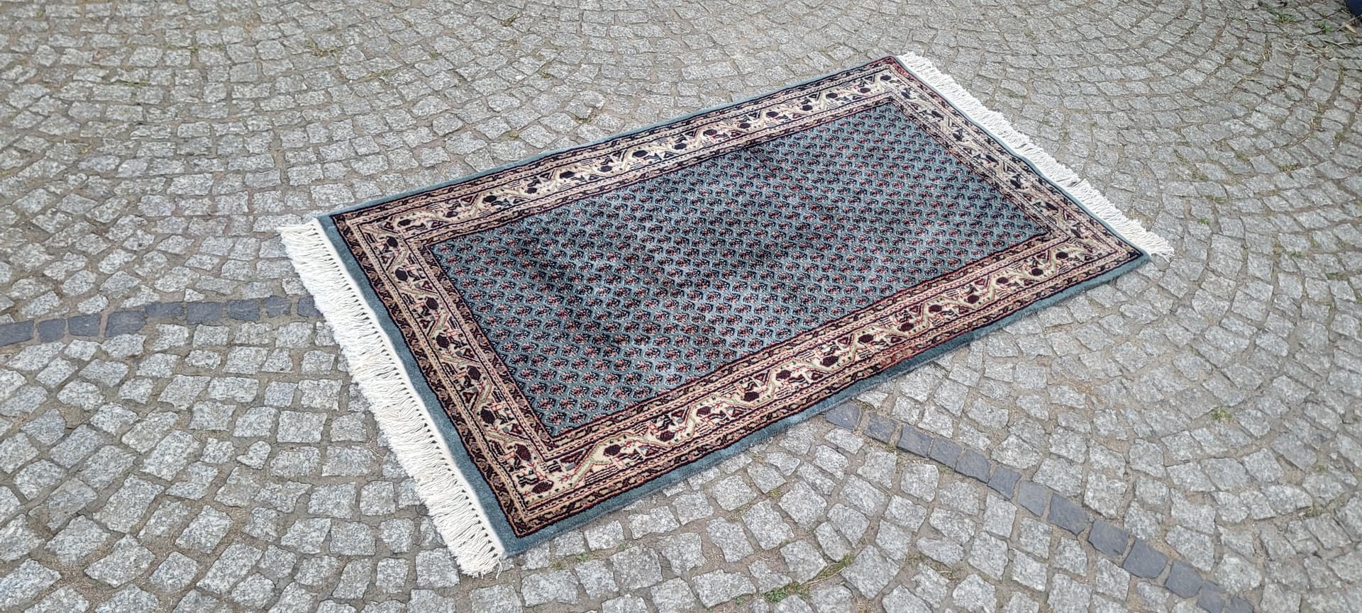 Rug Indo Sarough Mir 73x180 cm, blue-grey, wool, cotton, India - 304084