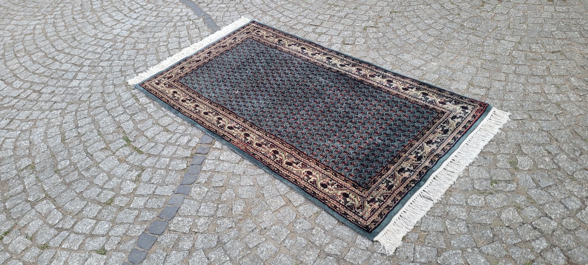 Rug Indo Sarough Mir 73x180 cm, blue-grey, wool, cotton, India - 304079
