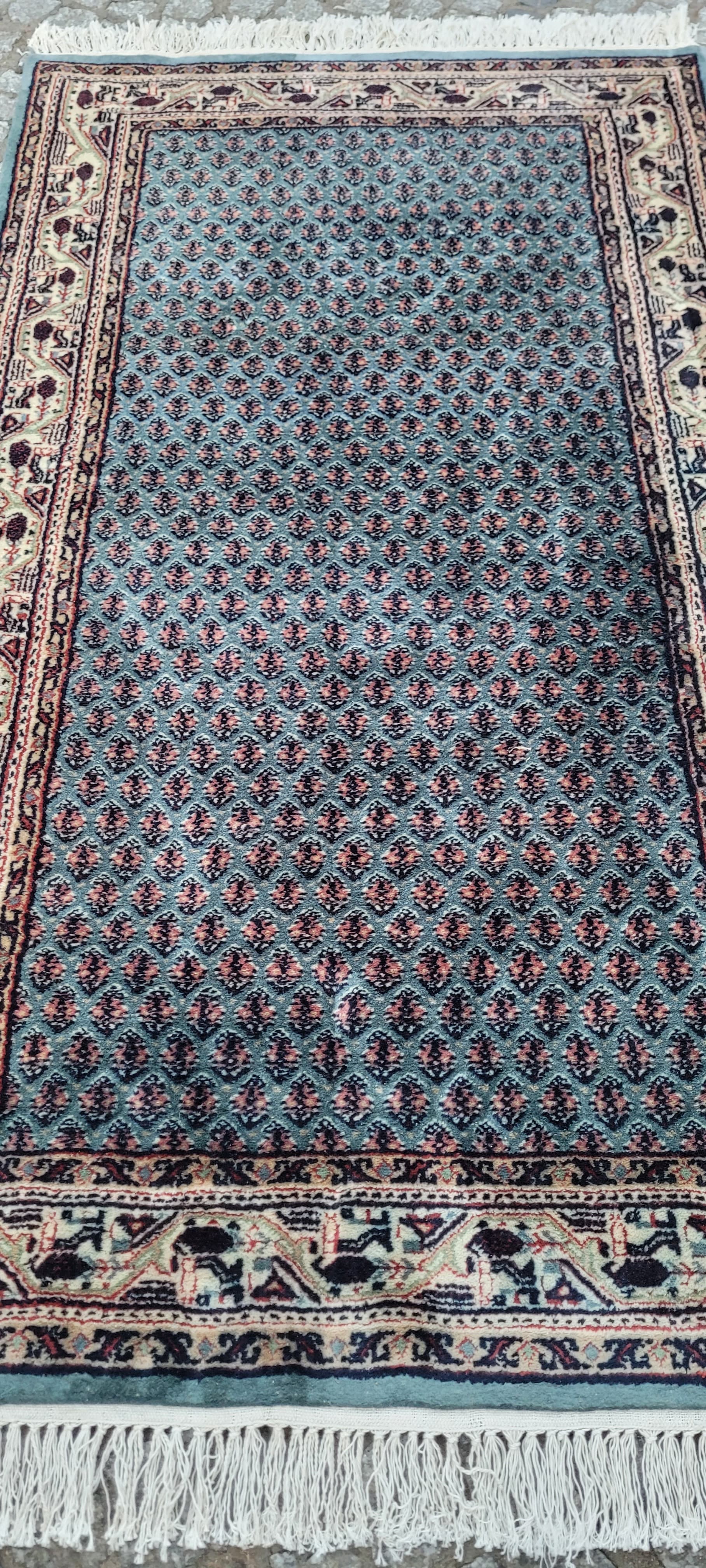 Rug Indo Sarough Mir 73x180 cm, blue-grey, wool, cotton, India - 304082