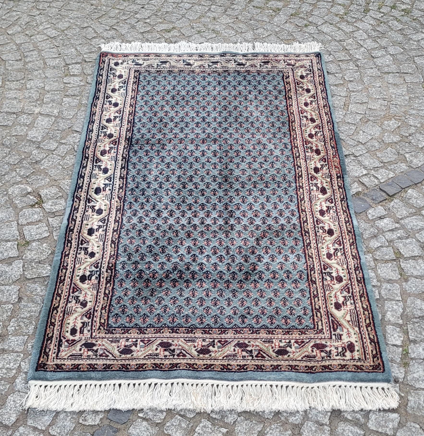 Rug Indo Sarough Mir 73x180 cm, blue-grey, wool, cotton, India - 304073