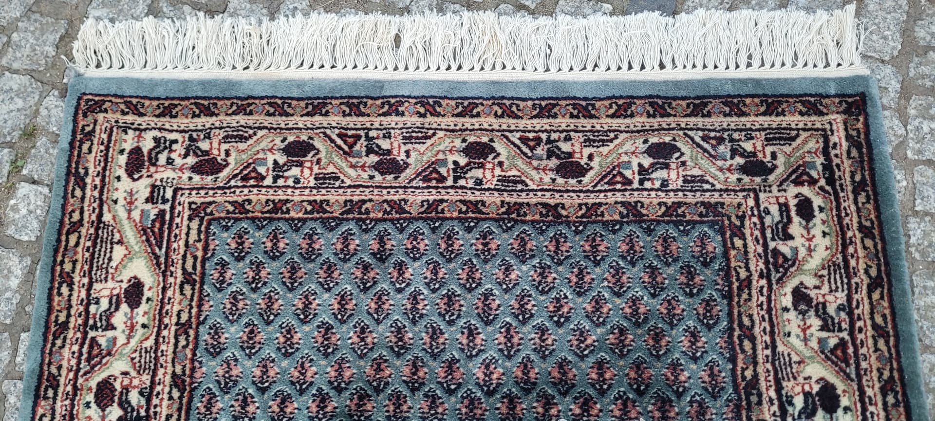 Rug Indo Sarough Mir 73x180 cm, blue-grey, wool, cotton, India - 304080