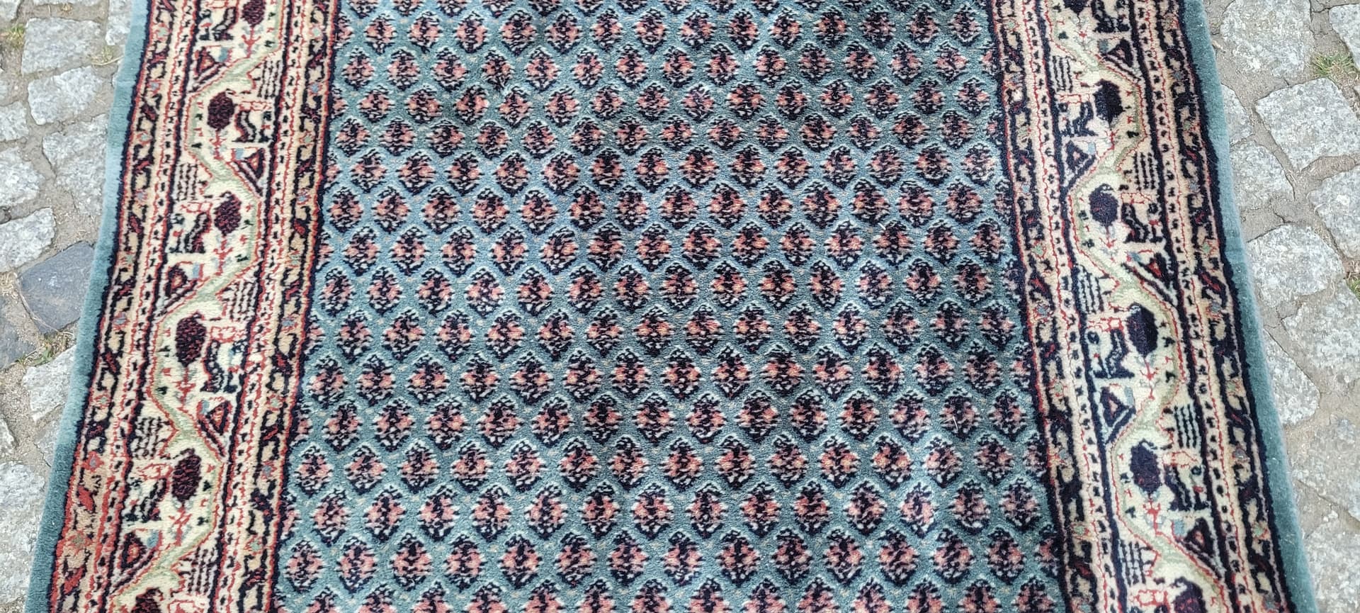 Rug Indo Sarough Mir 73x180 cm, blue-grey, wool, cotton, India - 304087