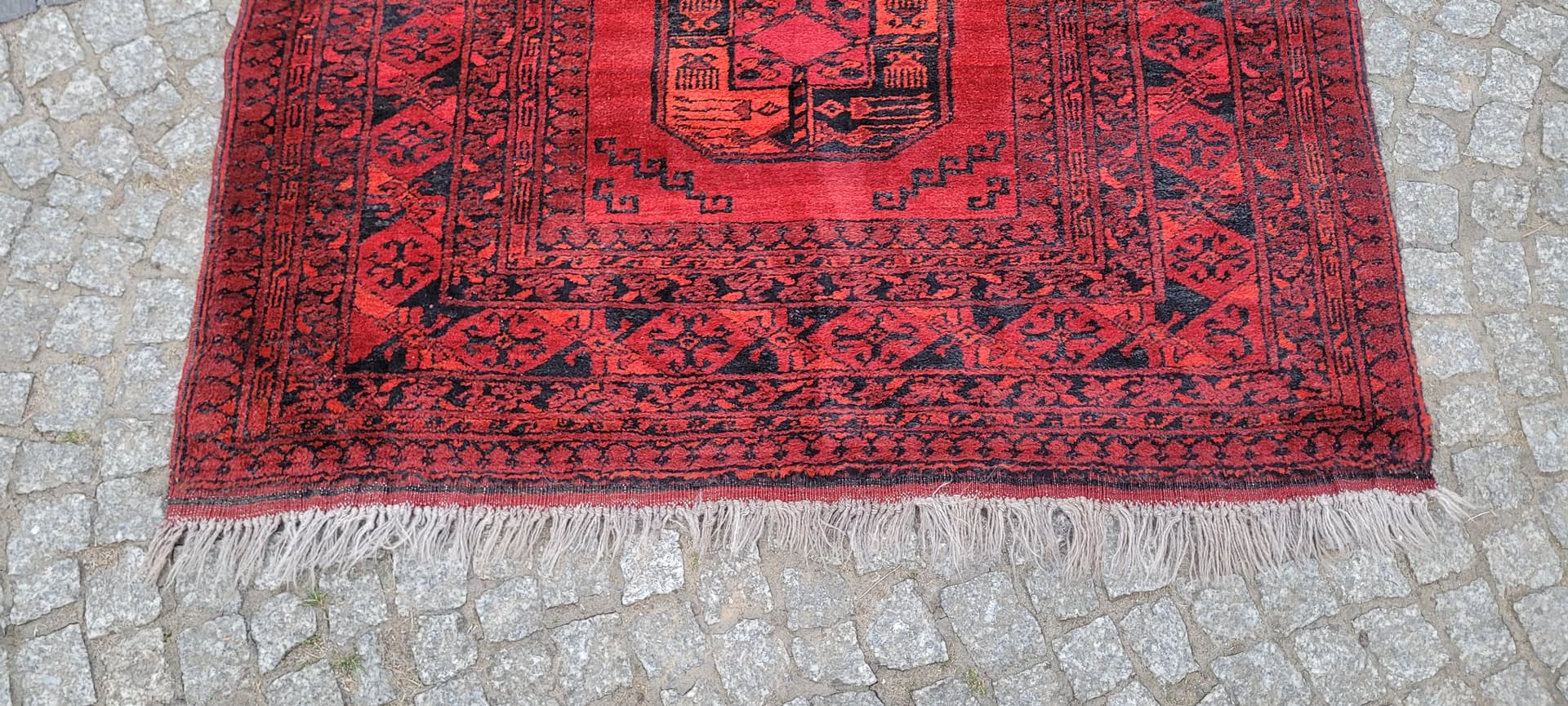 Dywan Afgan, 205x133 cm, czerwony, wełna, Afganistan, lata 70. - 304099