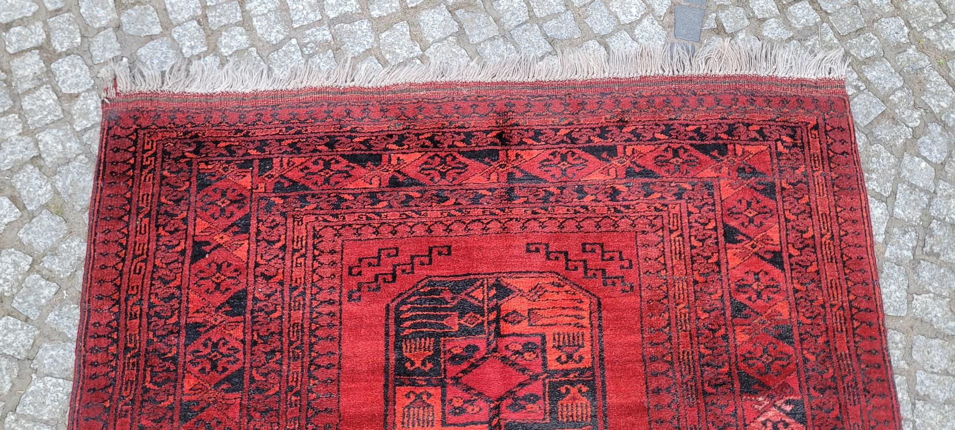 Dywan Afgan, 205x133 cm, czerwony, wełna, Afganistan, lata 70. - 304100