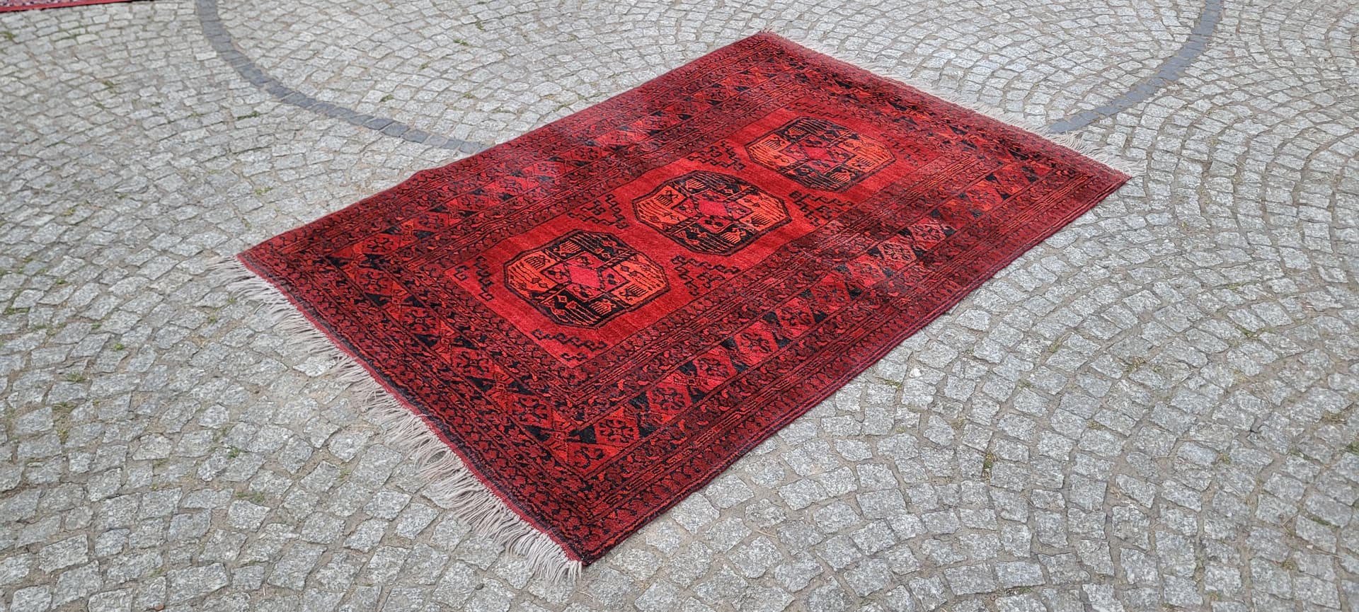 Dywan Afgan, 205x133 cm, czerwony, wełna, Afganistan, lata 70. - 304093