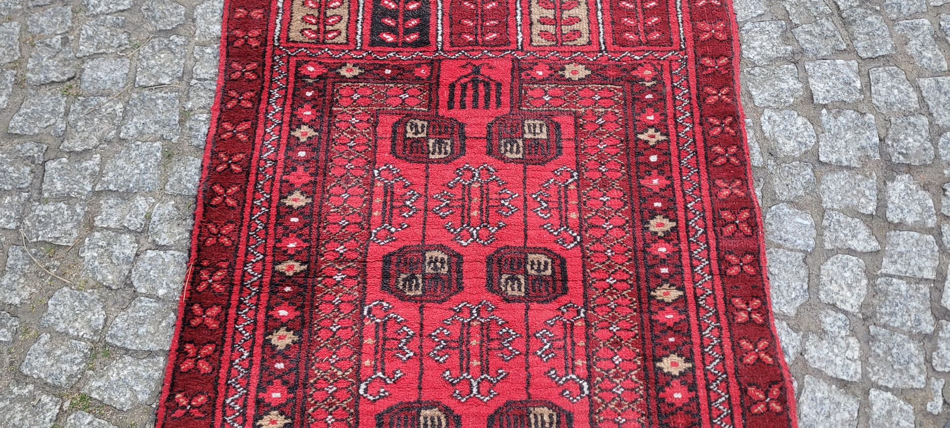 Dywan afgański, czerwony, wełna, Afganistan, 77x117 cm - 304131