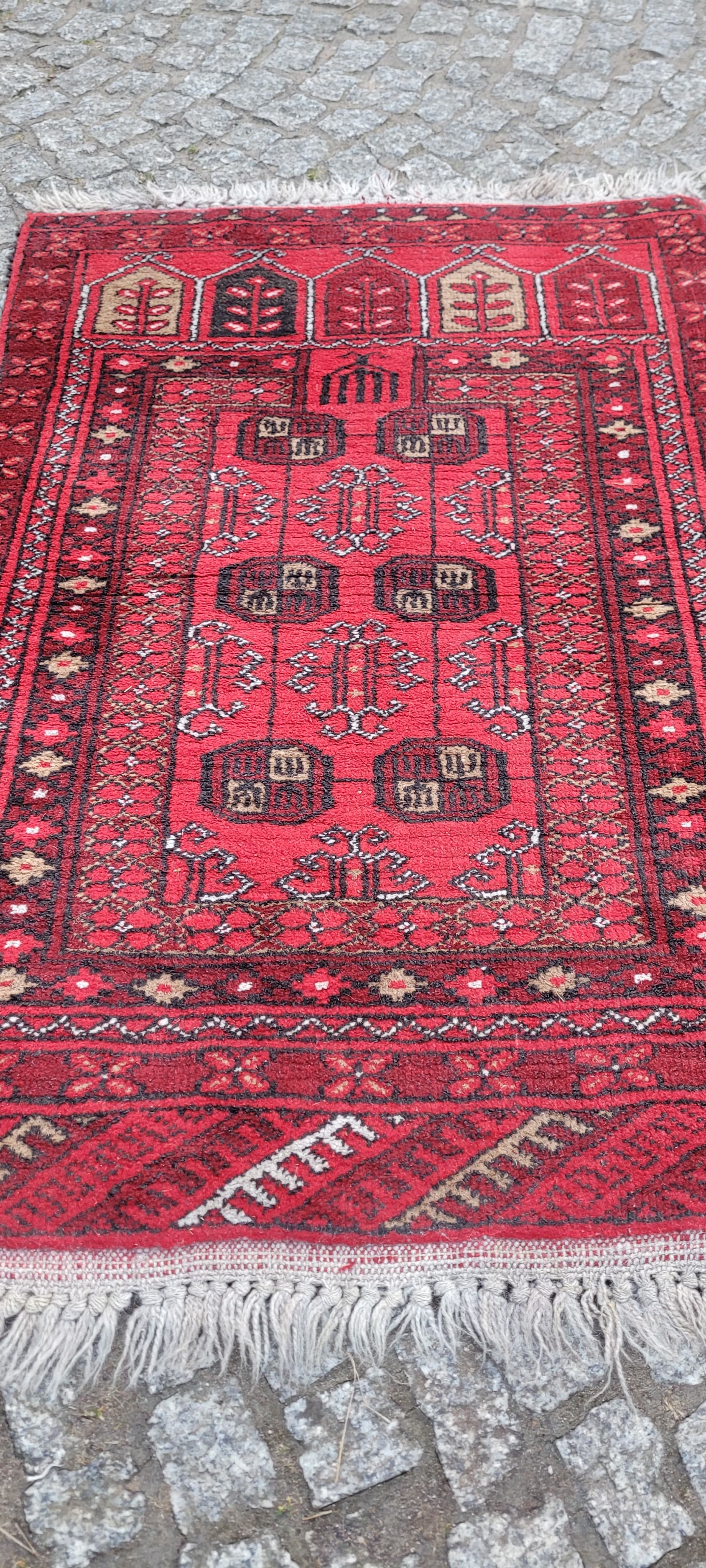 Dywan afgański, czerwony, wełna, Afganistan, 77x117 cm - 304123