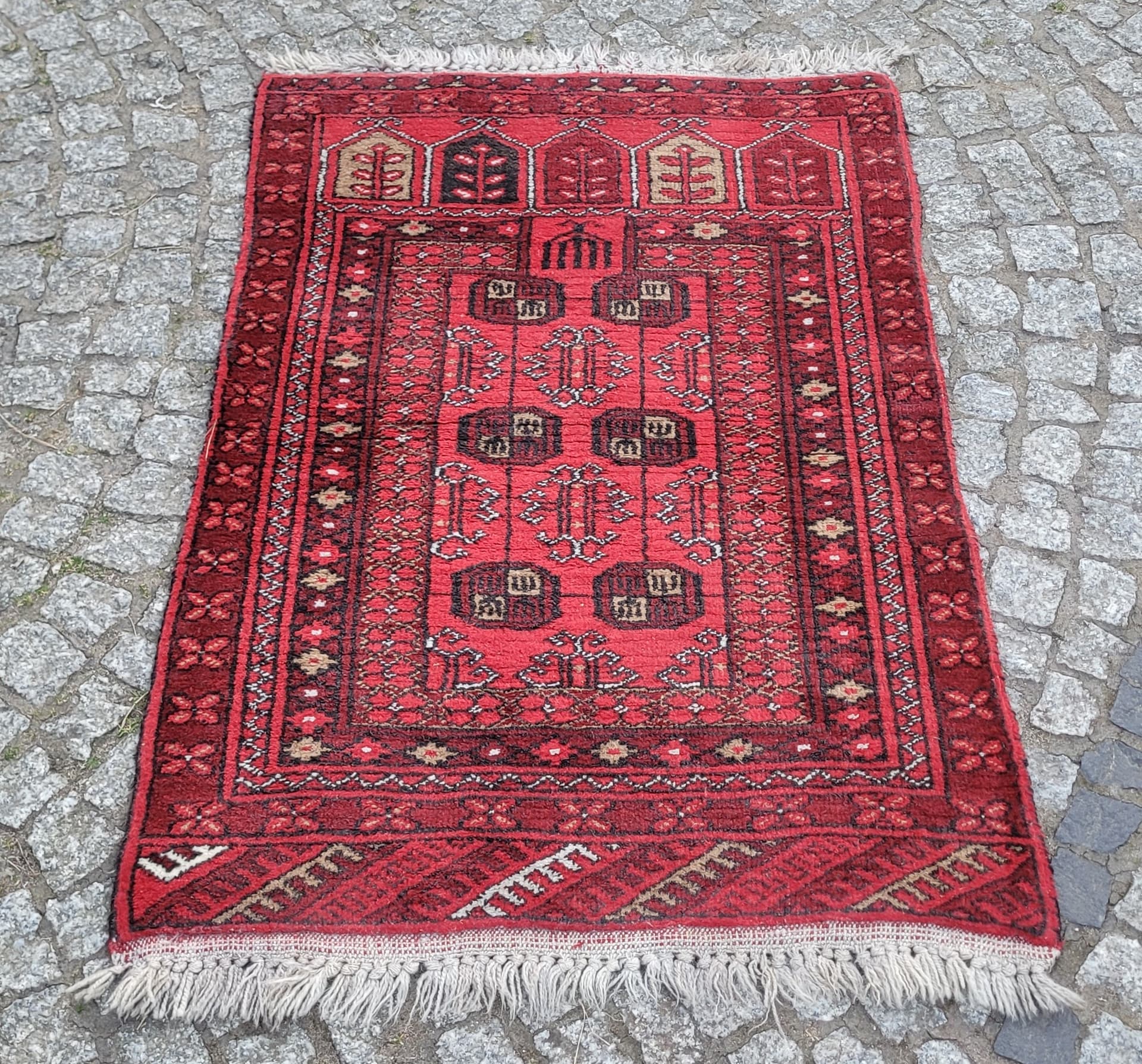 Dywan afgański, czerwony, wełna, Afganistan, 77x117 cm - 304119