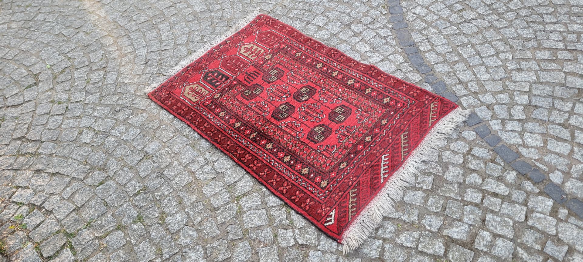 Dywan afgański, czerwony, wełna, Afganistan, 77x117 cm - 304127