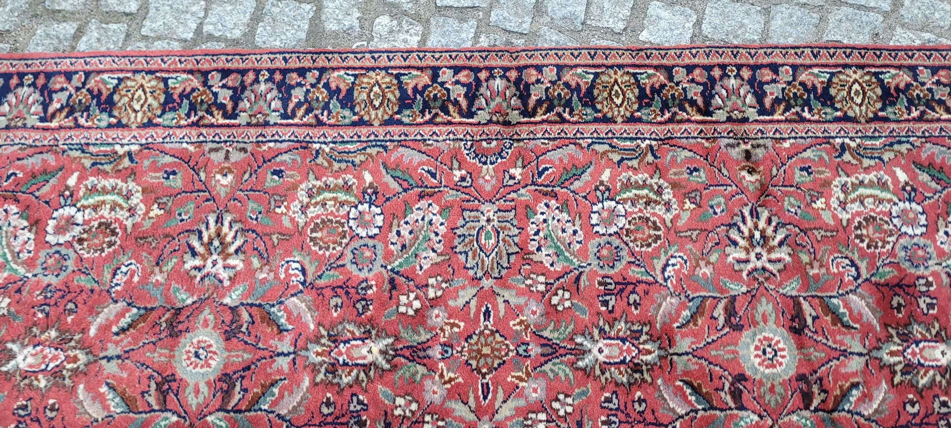 Runner Indo Saroug, 77x300 cm, red wool, white cotton, India, 1980s. - 304154