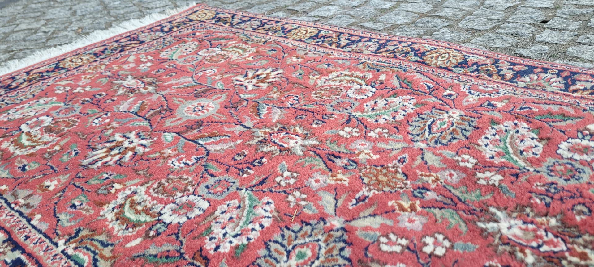 Runner Indo Saroug, 77x300 cm, red wool, white cotton, India, 1980s. - 304144