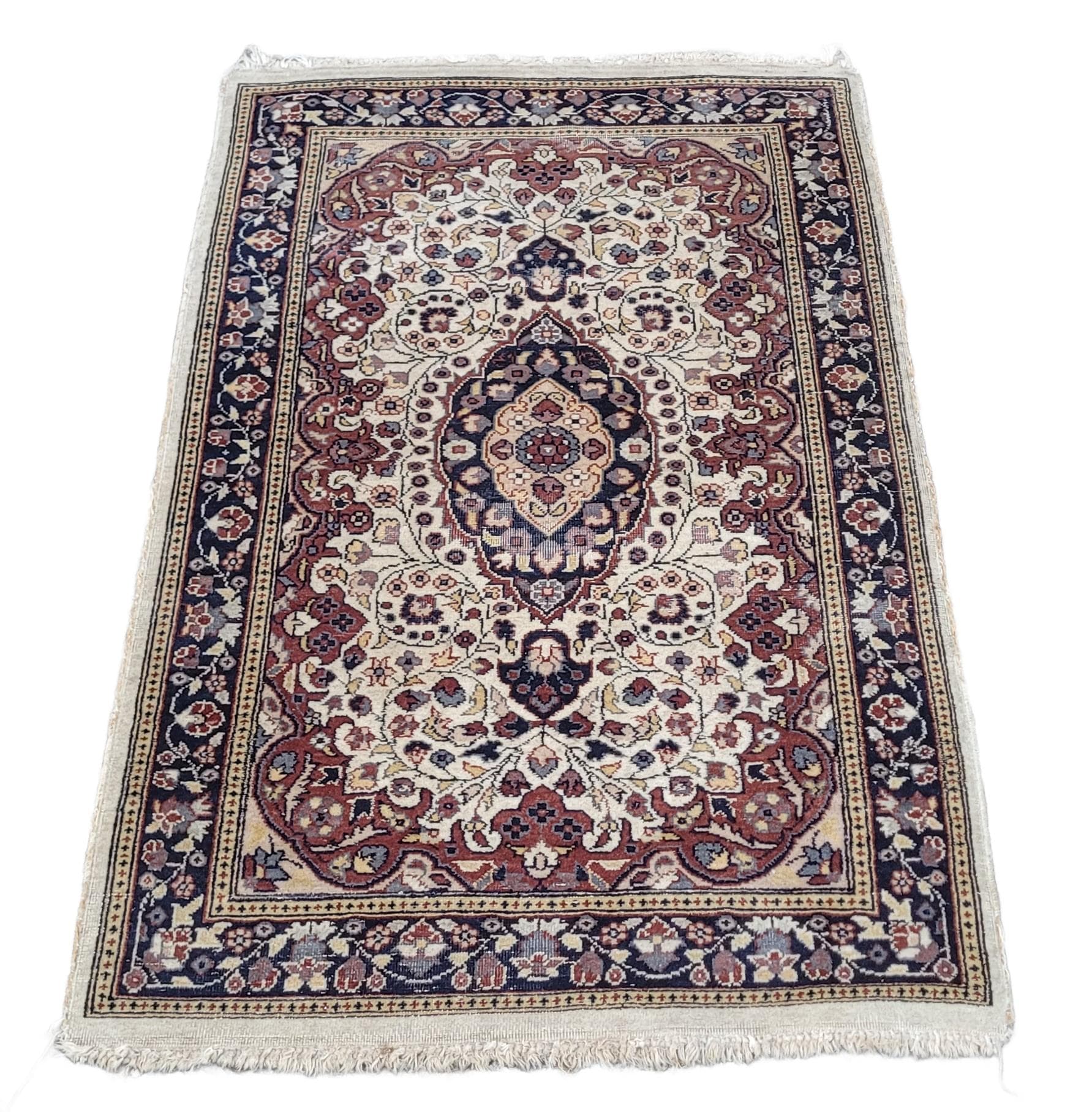 Rug Indo Tabriz 105x64 cm, beige red blue, wool cotton, India