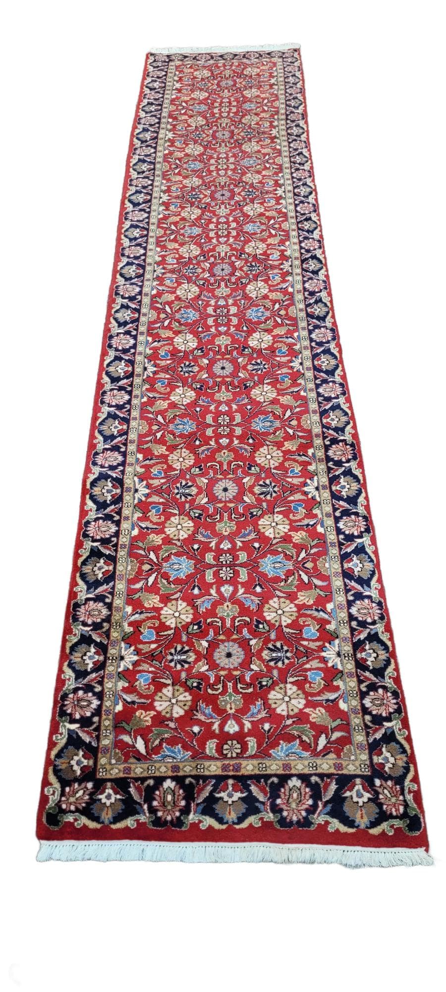 Runner Indo Tebriz 90x390 cm, red multicolor, wool cotton, India