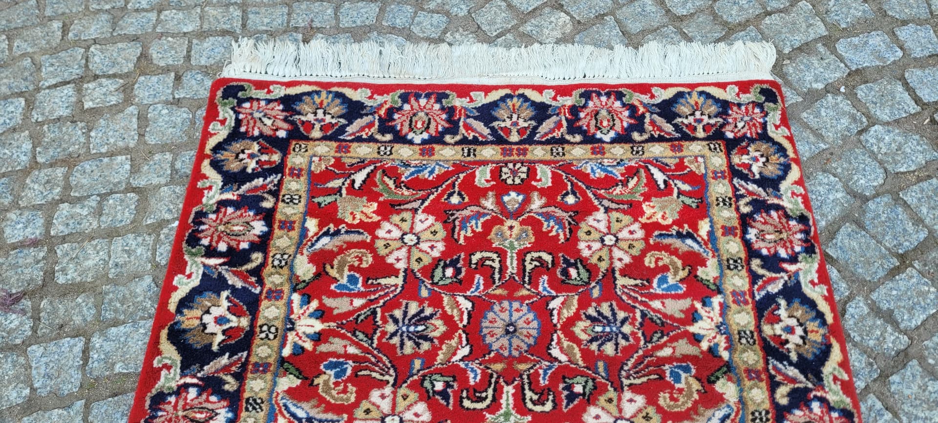 Runner Indo Tebriz 90x390 cm, red multicolor, wool cotton, India - 304235