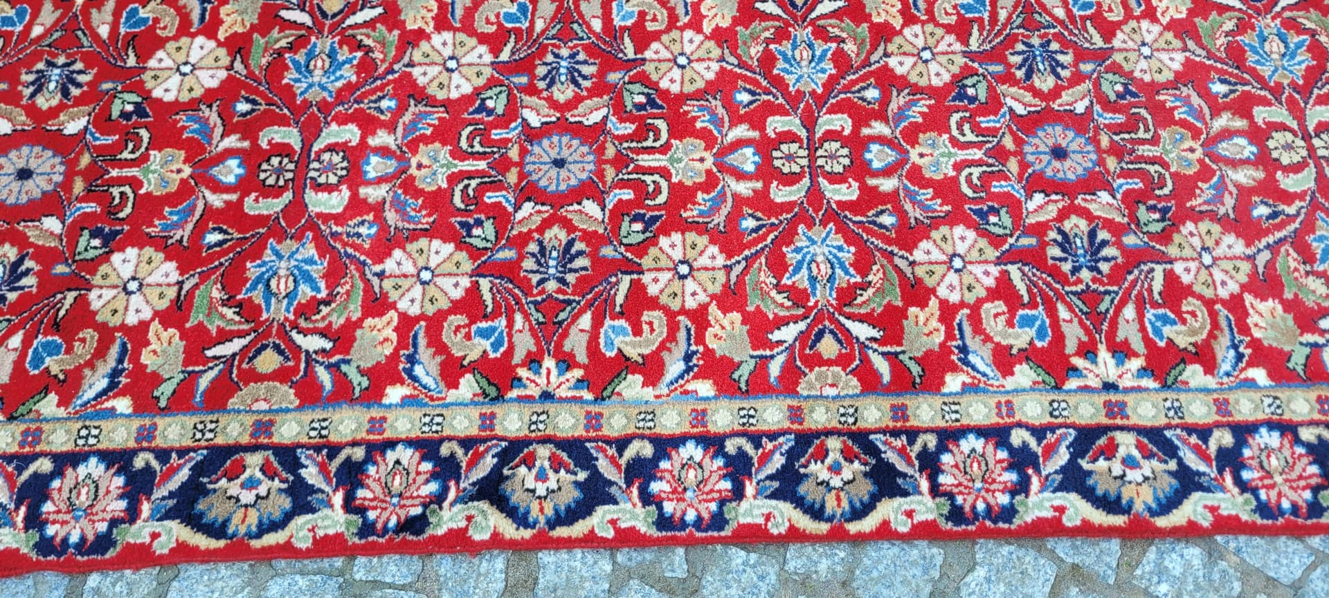 Runner Indo Tebriz 90x390 cm, red multicolor, wool cotton, India - 304239