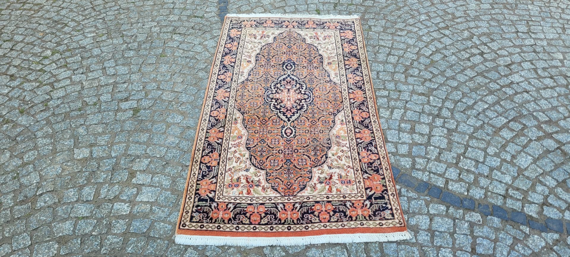 Dywan Bidjar 90x166 cm, brązowy niebieski biały zielony różowy, wełna bawełna, Indie - 304249
