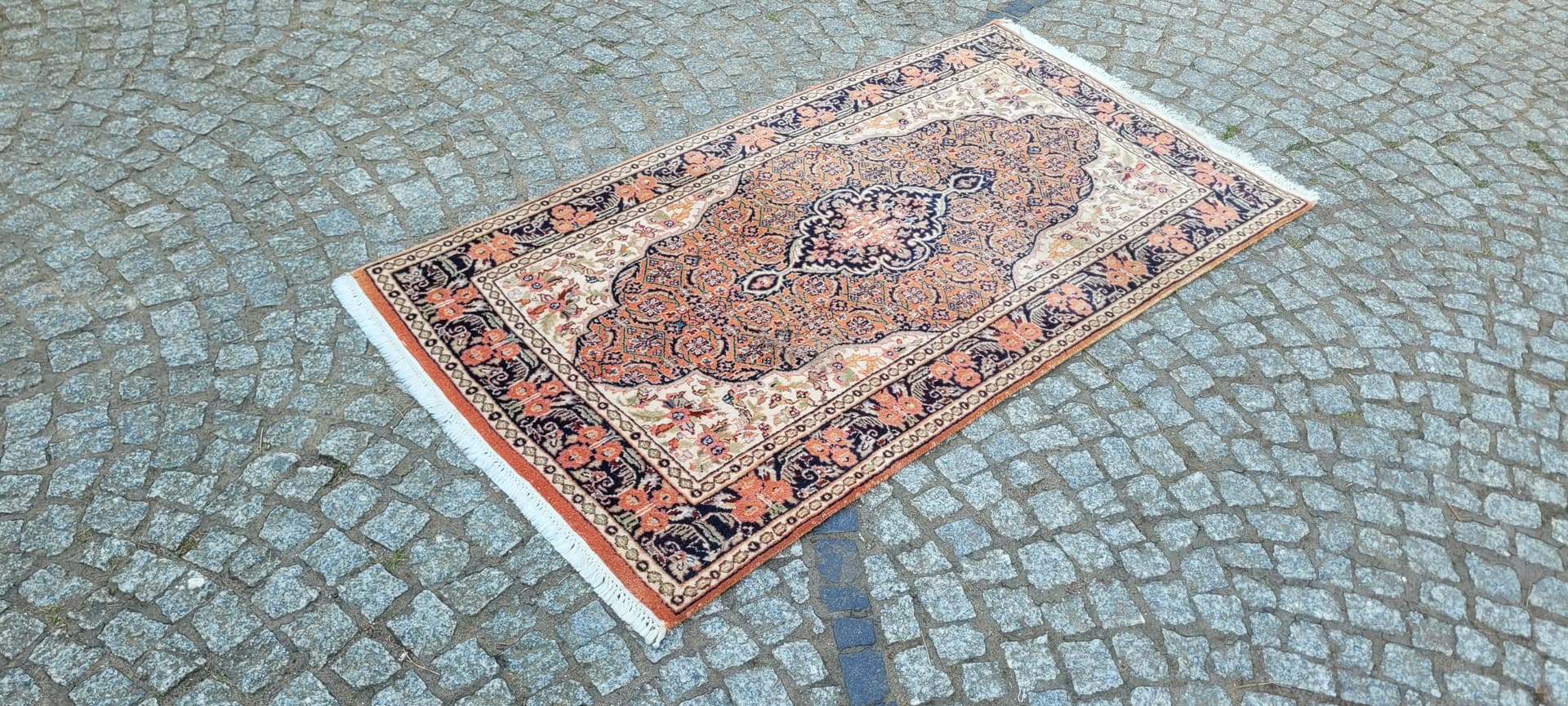 Dywan Bidjar 90x166 cm, brązowy niebieski biały zielony różowy, wełna bawełna, Indie - 304252