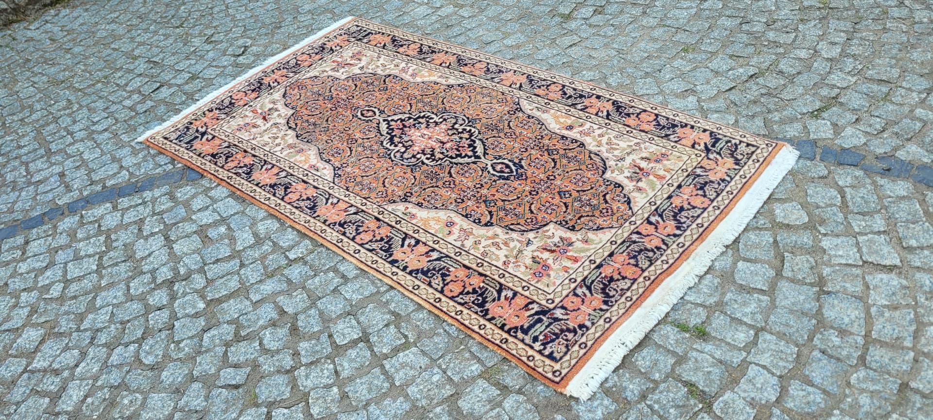 Dywan Bidjar 90x166 cm, brązowy niebieski biały zielony różowy, wełna bawełna, Indie - 304250
