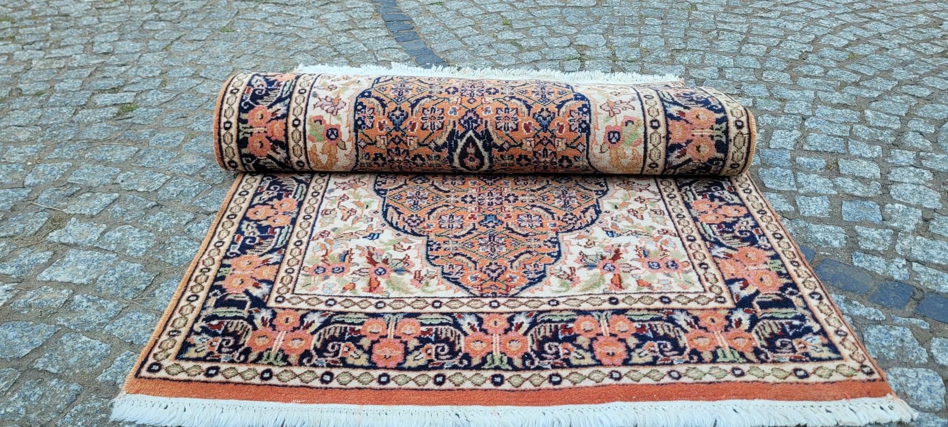 Dywan Bidjar 90x166 cm, brązowy niebieski biały zielony różowy, wełna bawełna, Indie - 304243