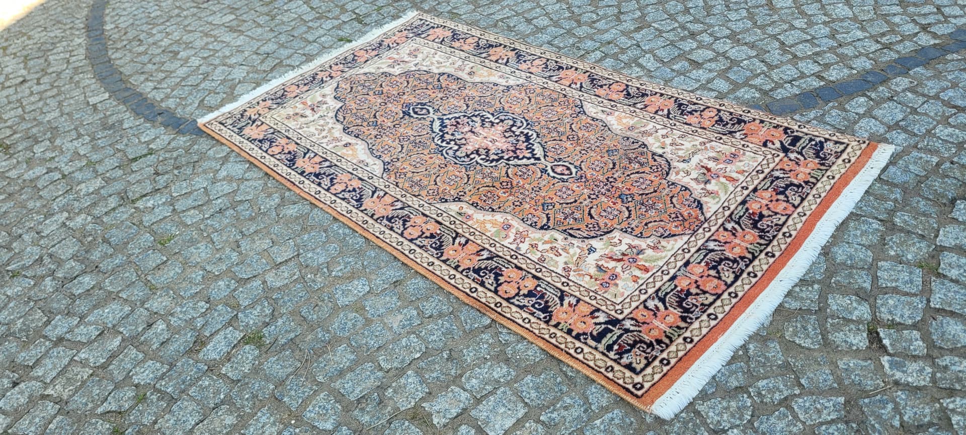 Dywan Bidjar 90x166 cm, brązowy niebieski biały zielony różowy, wełna bawełna, Indie - 304246