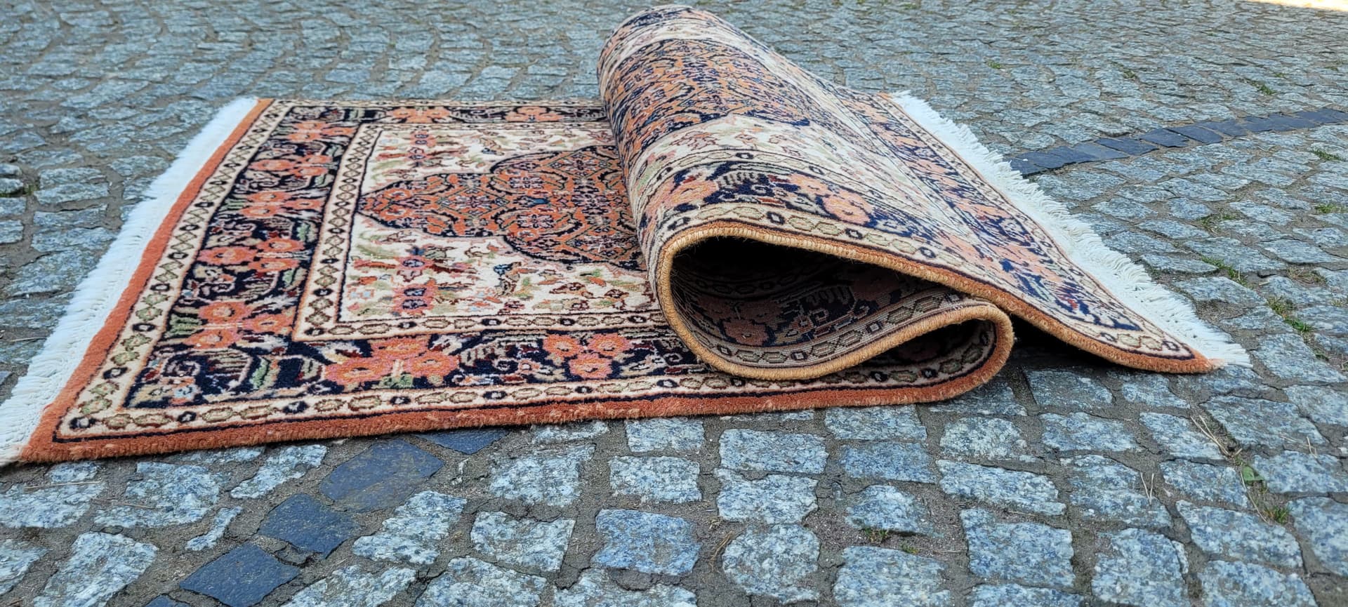 Dywan Bidjar 90x166 cm, brązowy niebieski biały zielony różowy, wełna bawełna, Indie - 304244