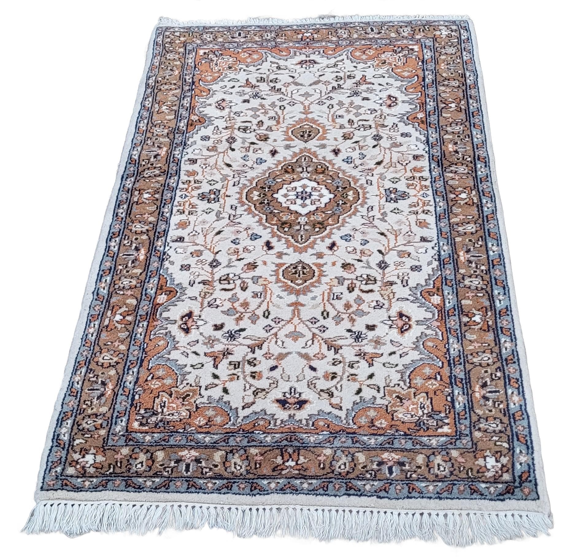 Rug Indo Tabriz 95x175 cm, beige, wool cotton, India