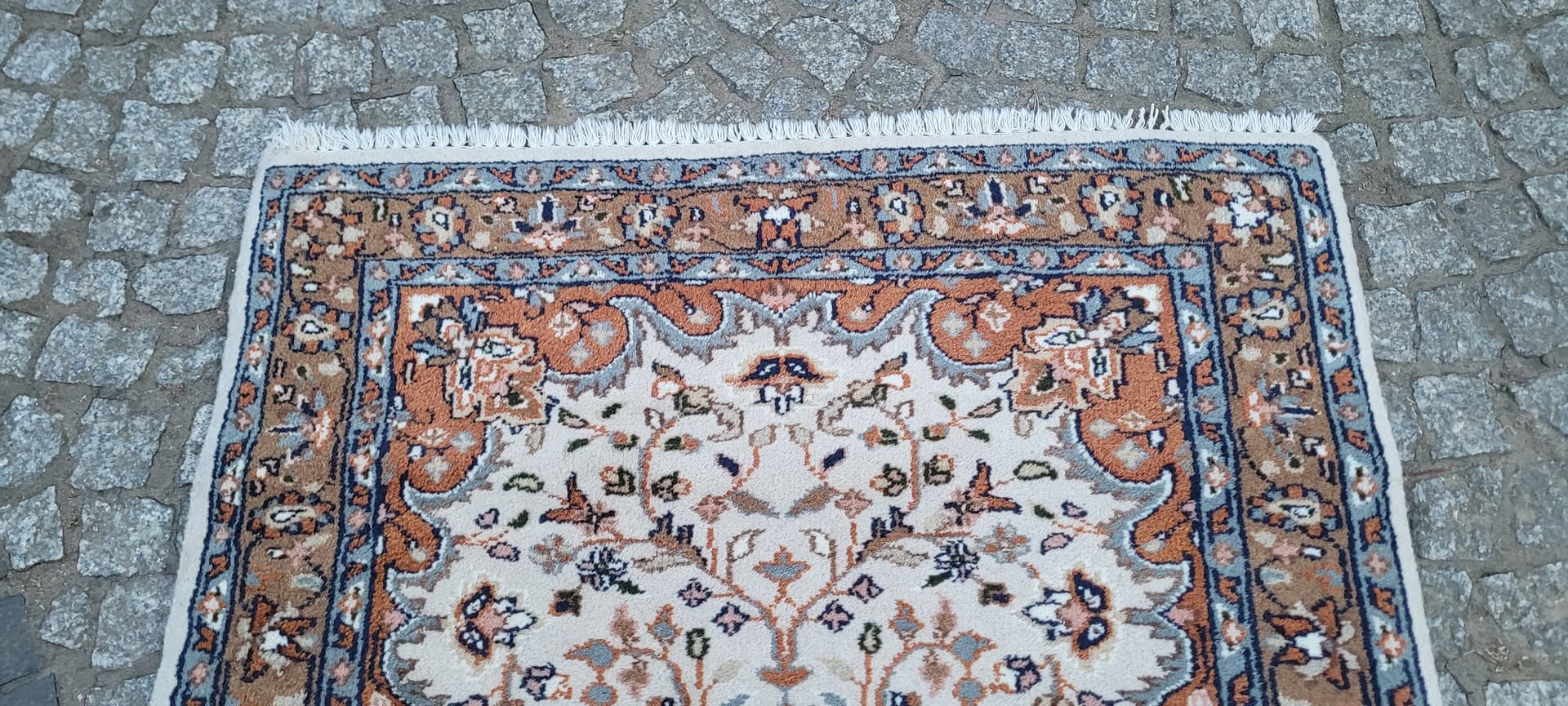 Rug Indo Tabriz 95x175 cm, beige, wool cotton, India - 304282