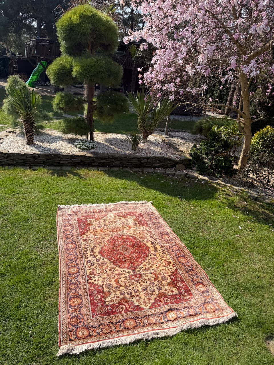 Dywan perski Qom, jedwab czerwony, bawełna, Turcja, 185x122 cm, lata 60. - 304290