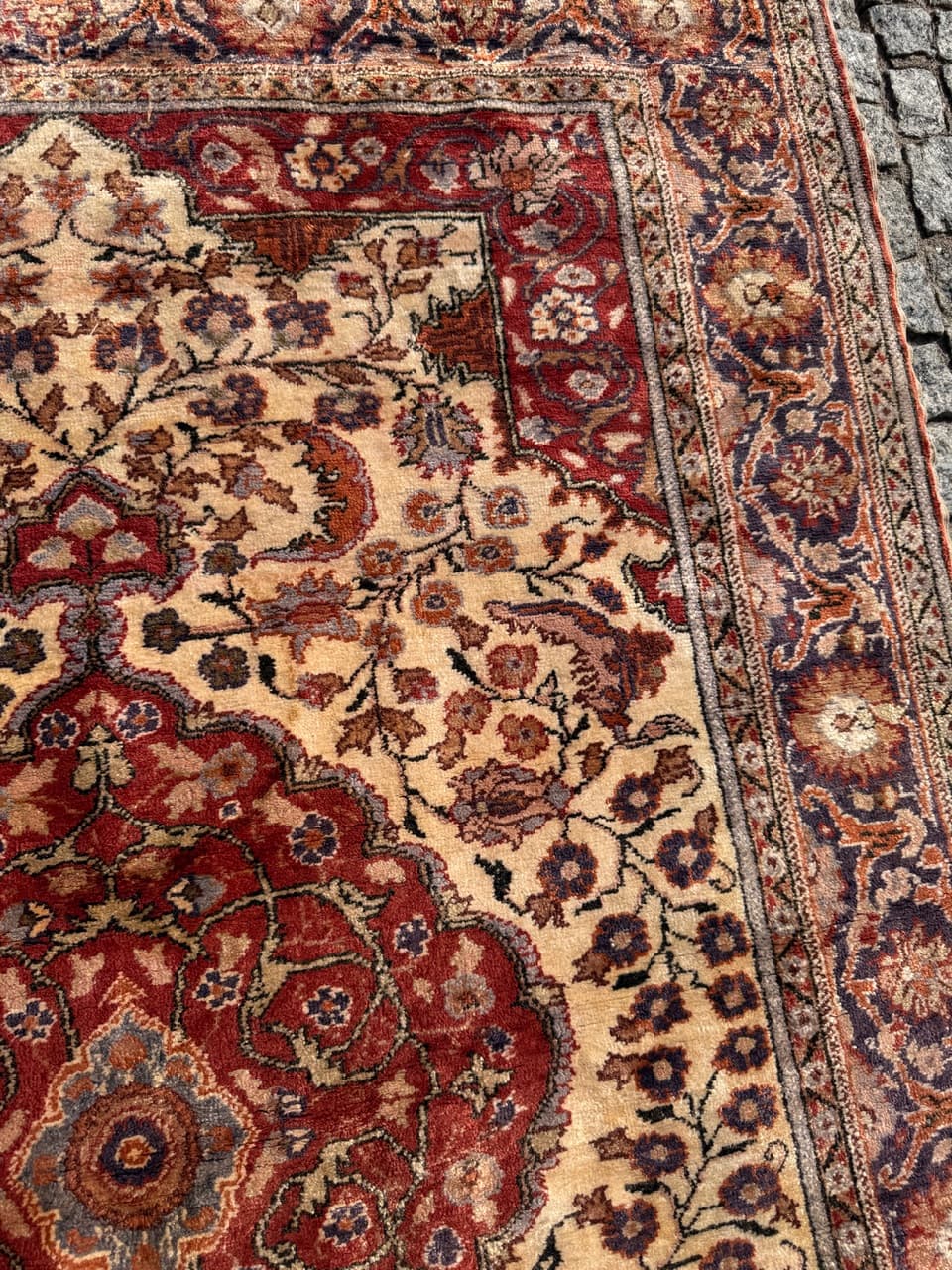 Dywan perski Qom, jedwab czerwony, bawełna, Turcja, 185x122 cm, lata 60. - 304298