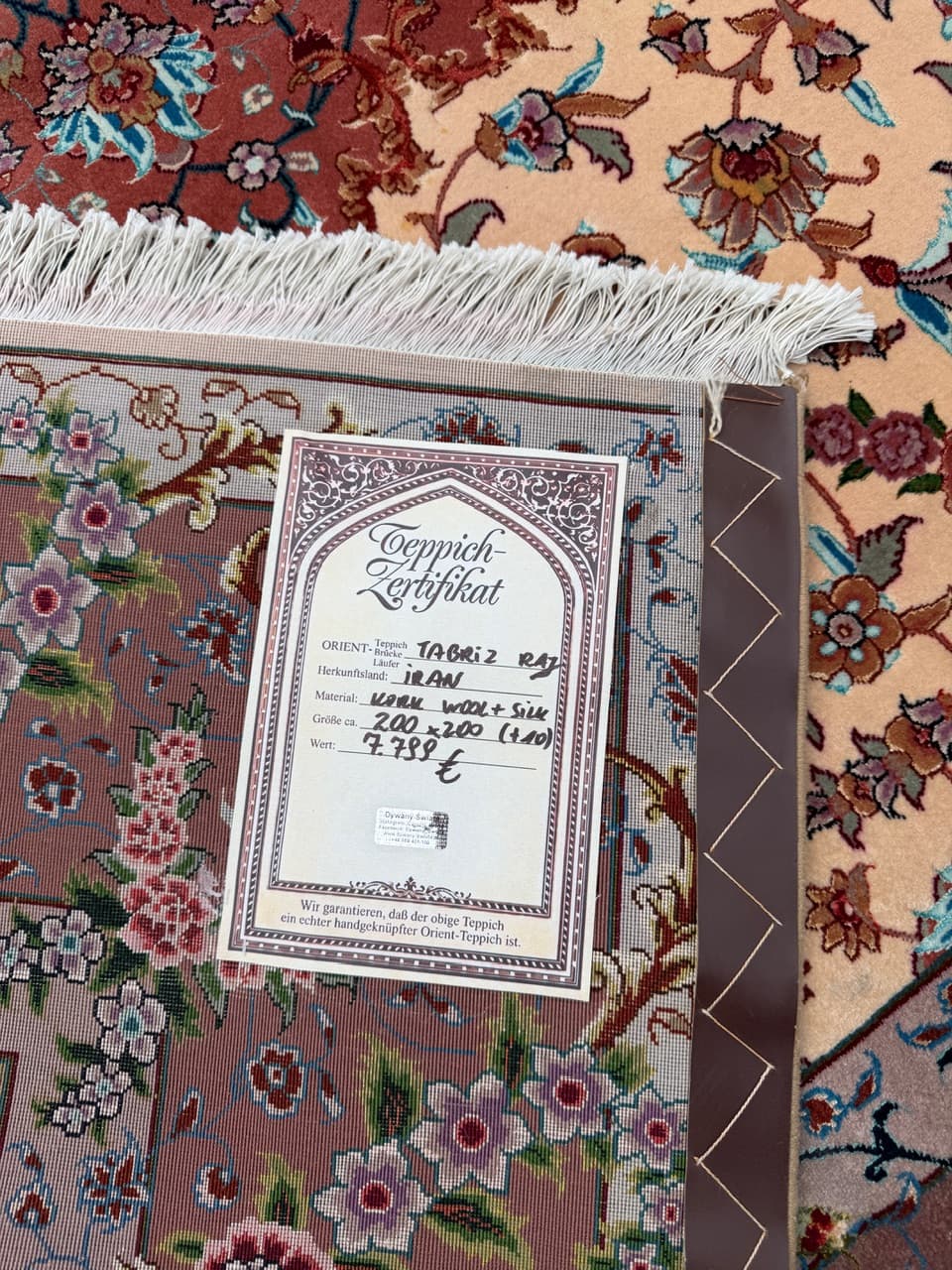 Rug Tabriz Raj, 210x200 cm, beige multicolor, cashmere wool silk, Iran - 304336