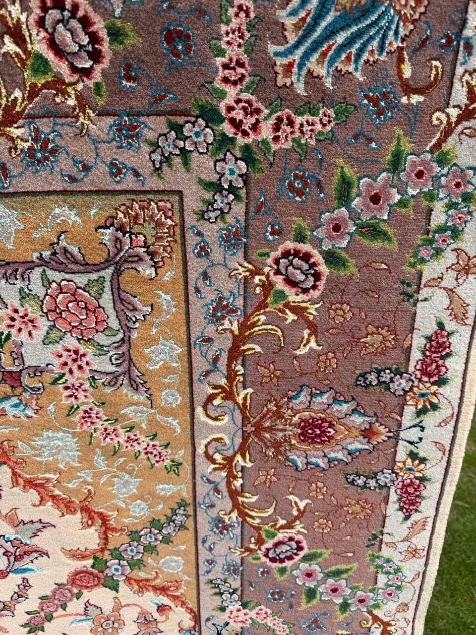 Rug Tabriz Raj, 210x200 cm, beige multicolor, cashmere wool silk, Iran - 304325
