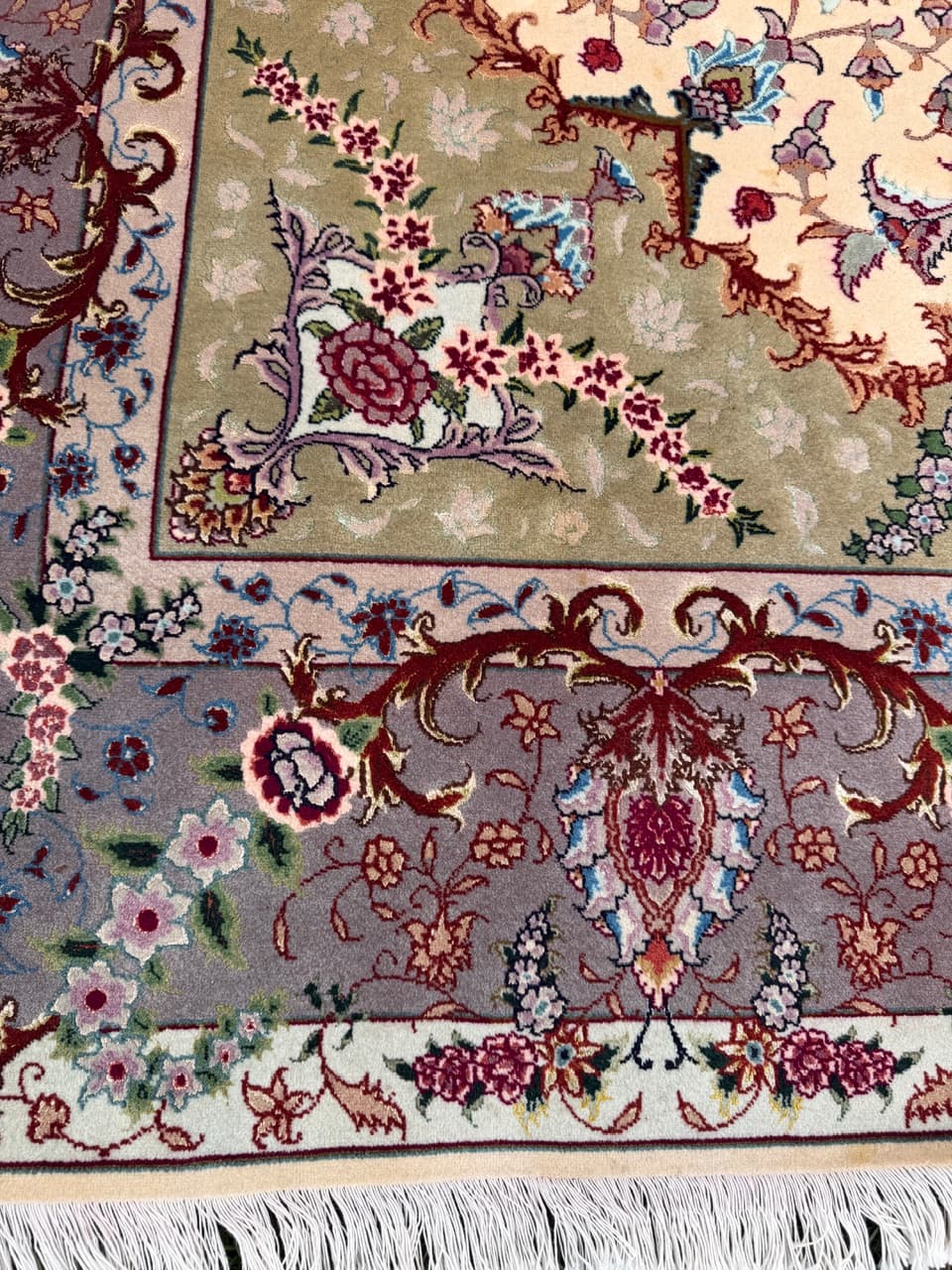 Rug Tabriz Raj, 210x200 cm, beige multicolor, cashmere wool silk, Iran - 304335