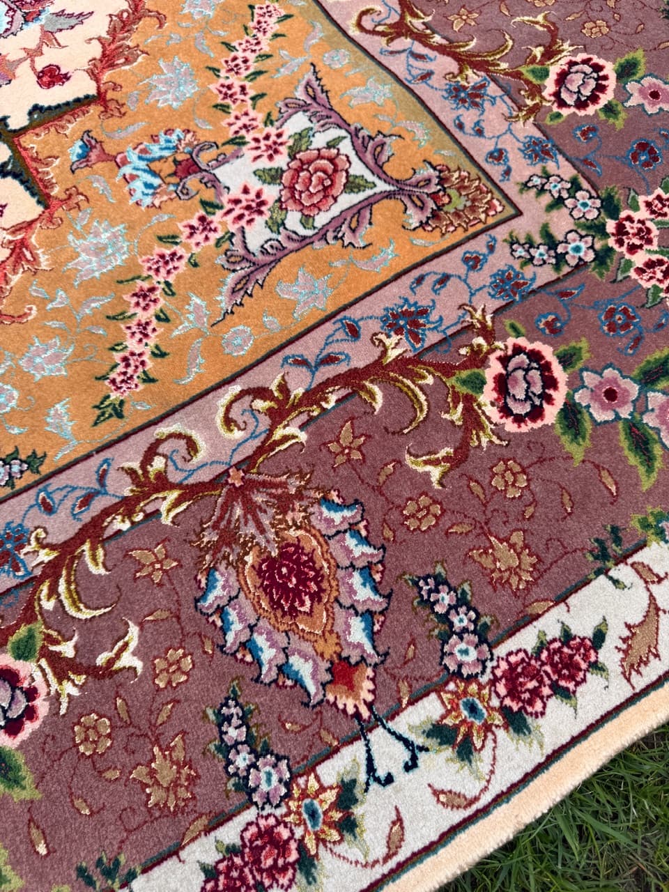 Rug Tabriz Raj, 210x200 cm, beige multicolor, cashmere wool silk, Iran - 304330