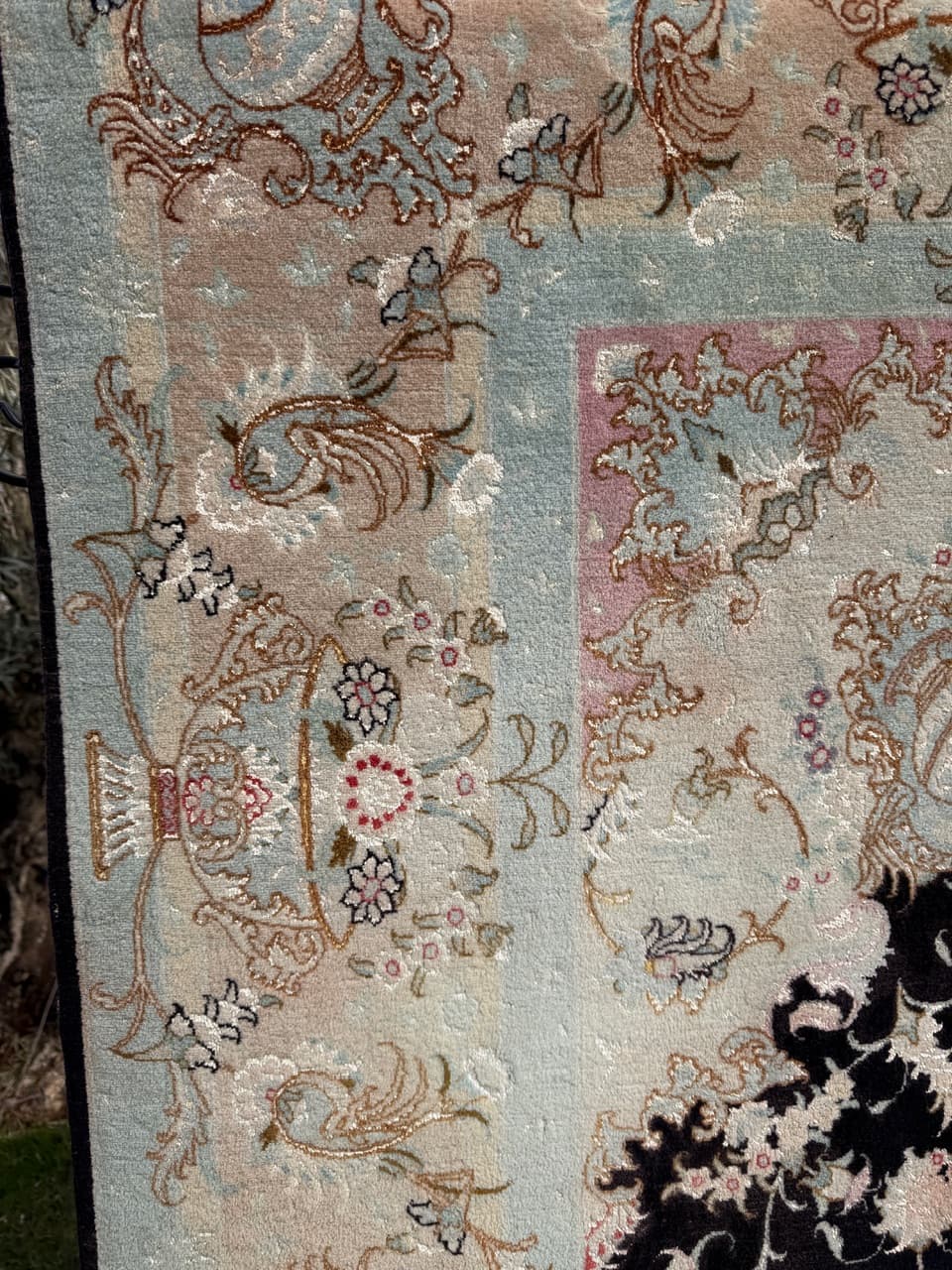 Carpet Tabriz Raj, 310x200 cm, black cashmere wool, silk, Iran - 304339