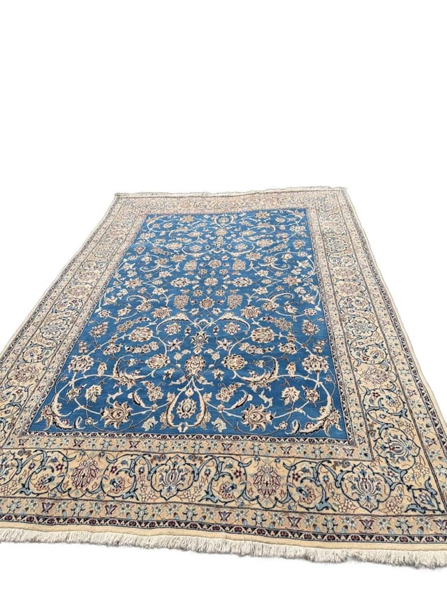 Rug Nain, 300x200 cm, sapphire blue multicolor, Kashmiri wool silk, Iran - DIMENSION