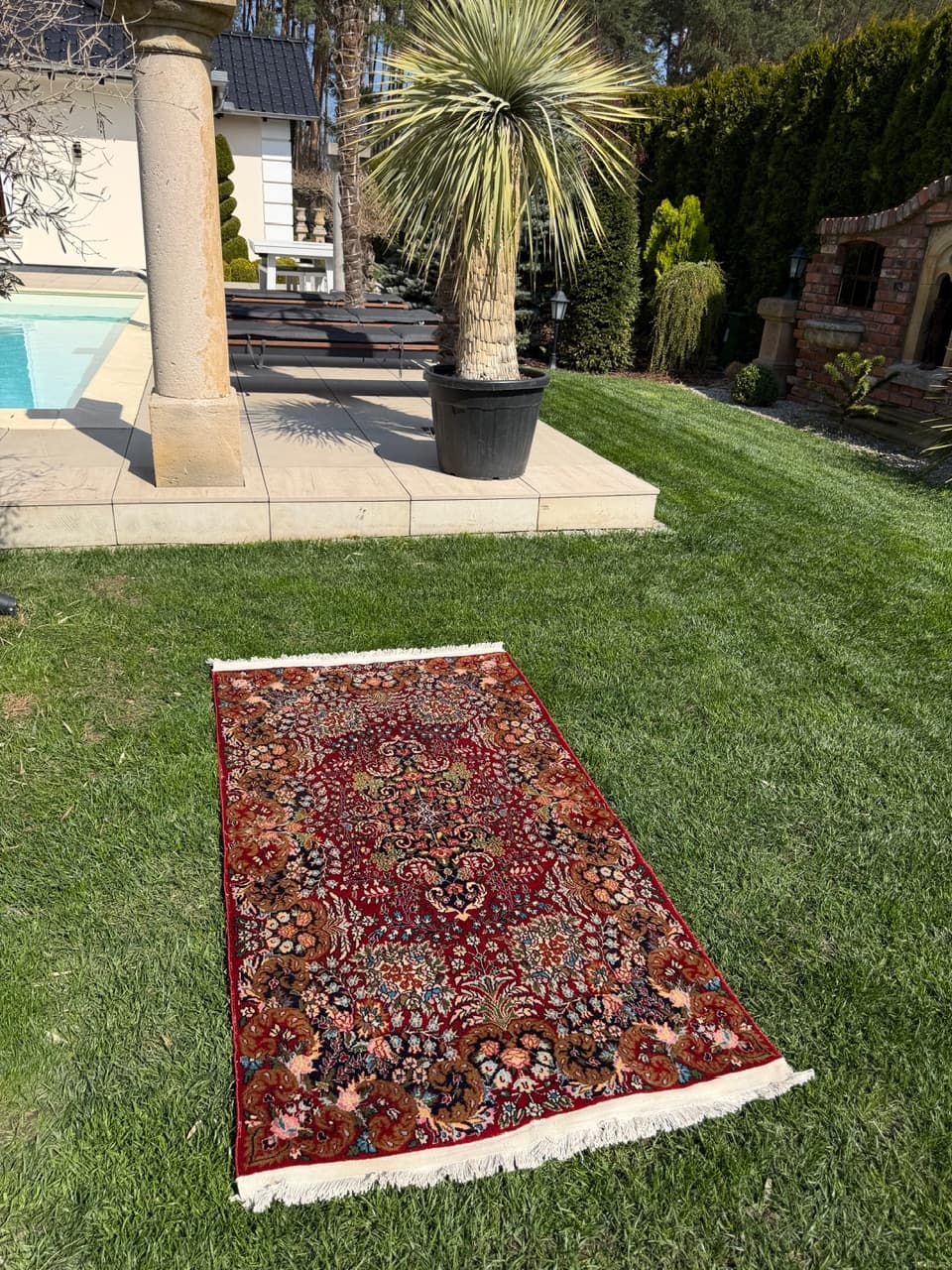 Dywan perski Ghoum, 170x90 cm, wełna kaszmirowa czerwona, Iran, lata 90. - 304377