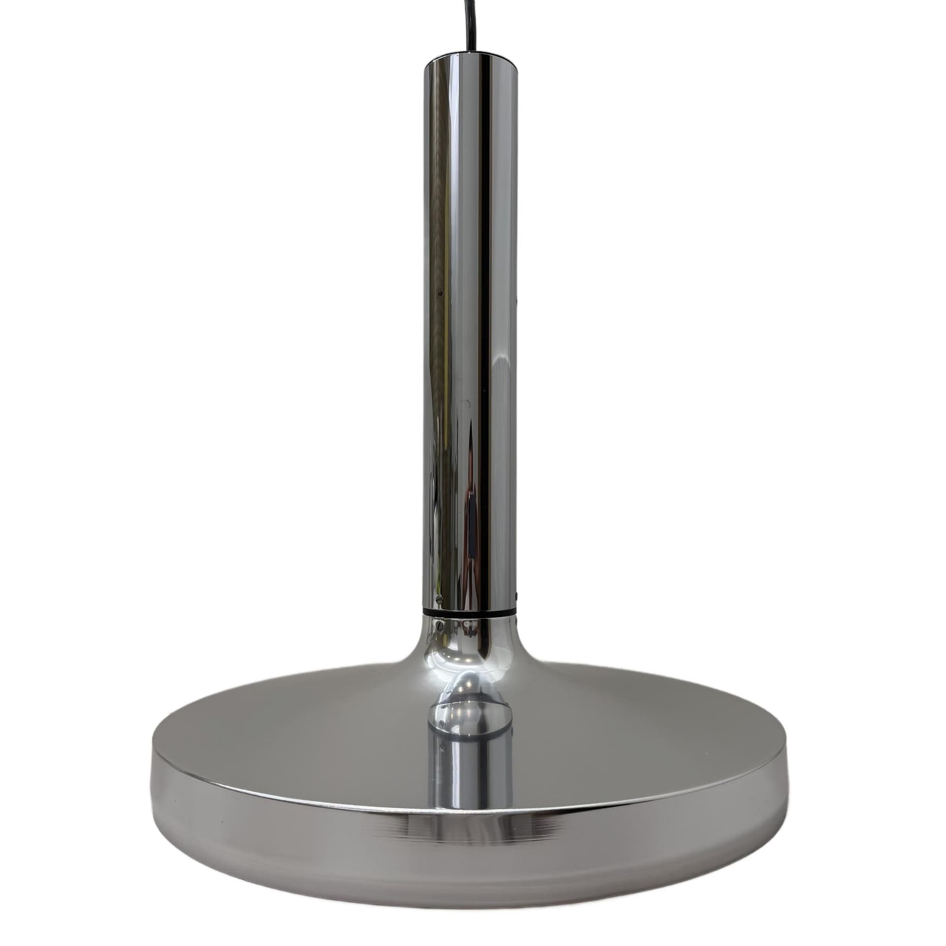 Pendant Lamp Space Age, silver aluminum, chromed steel, Staff Leuchten, Germany, 1970s.