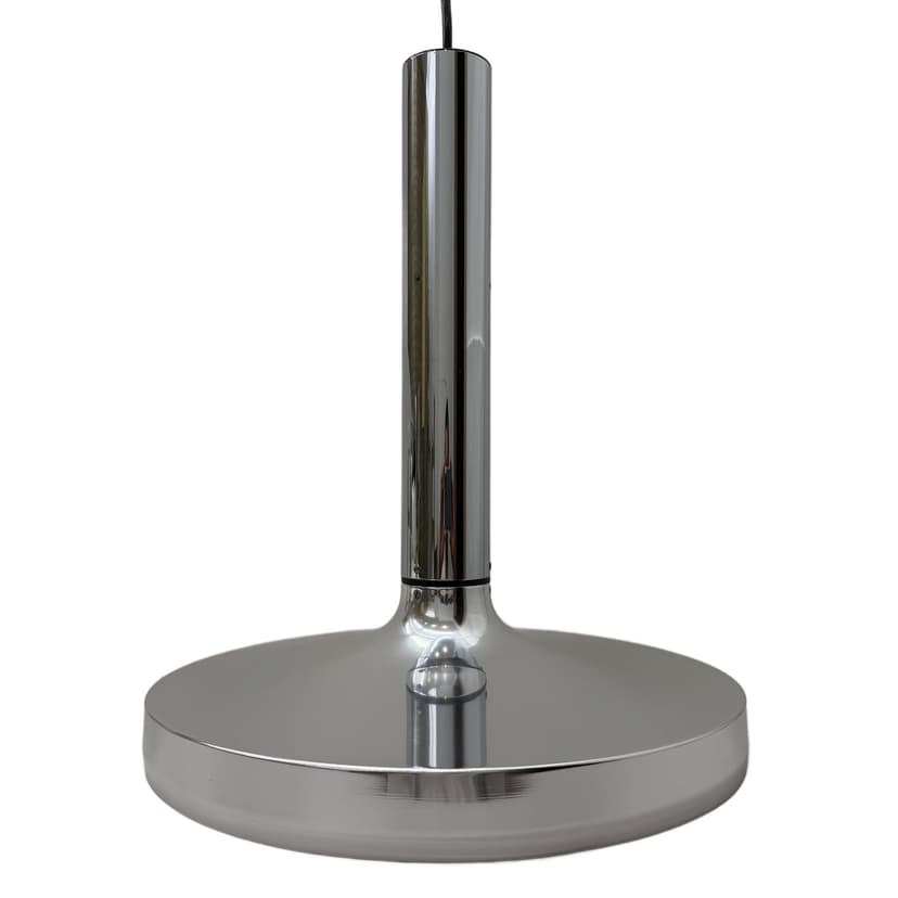 Pendant Lamp Space Age, silver aluminum, chromed steel, Staff Leuchten, Germany, 1970s.