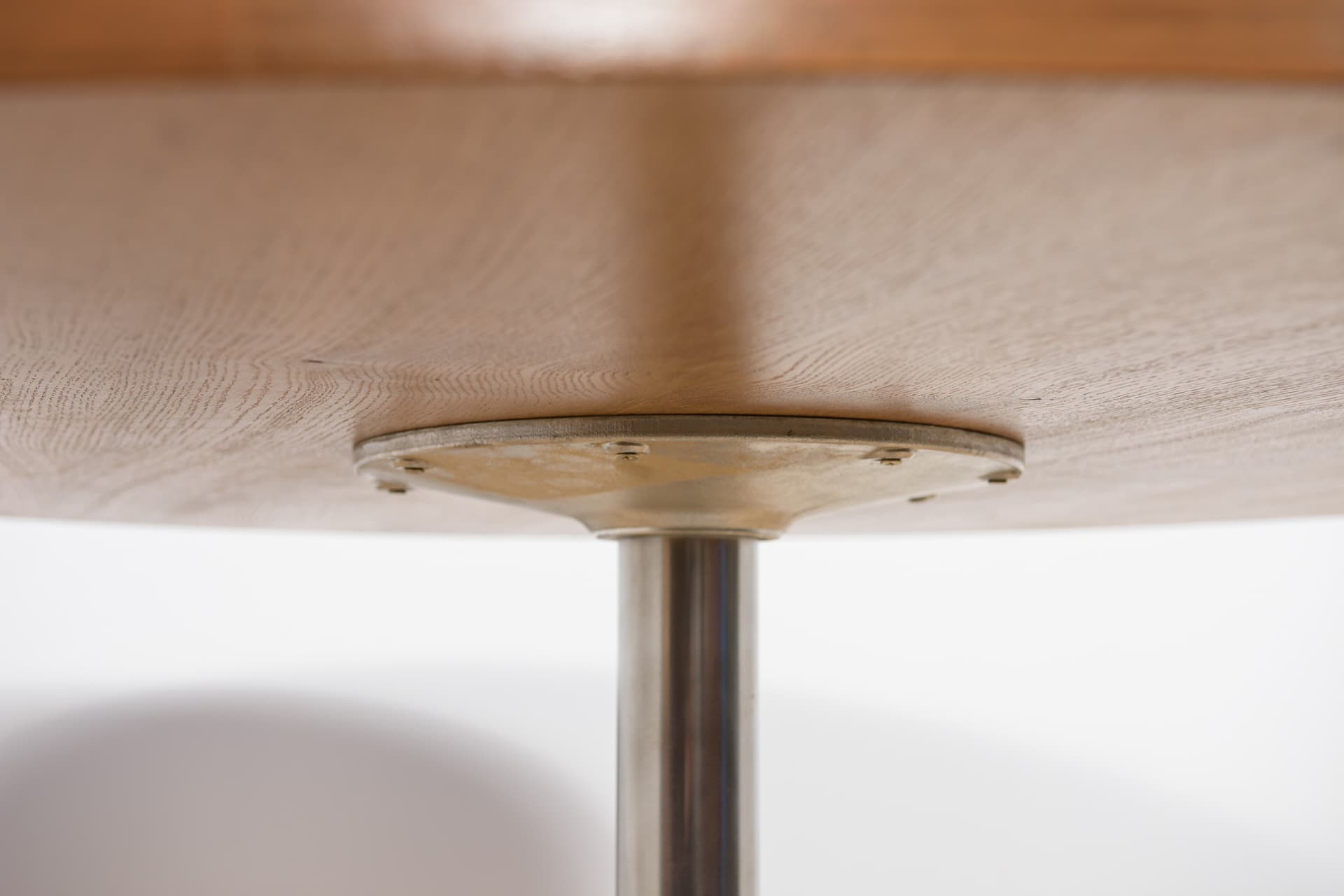 Round Table, brown teak, silver aluminum, Denmark, 1970s. - 304497
